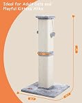 Karolpar Cat Scratching Post, 33Inch Tall Cat Scratch Post for Indoor Cats Adults and Kitten, Sisal Cat Scratcher with Hanging Balls (Grey)