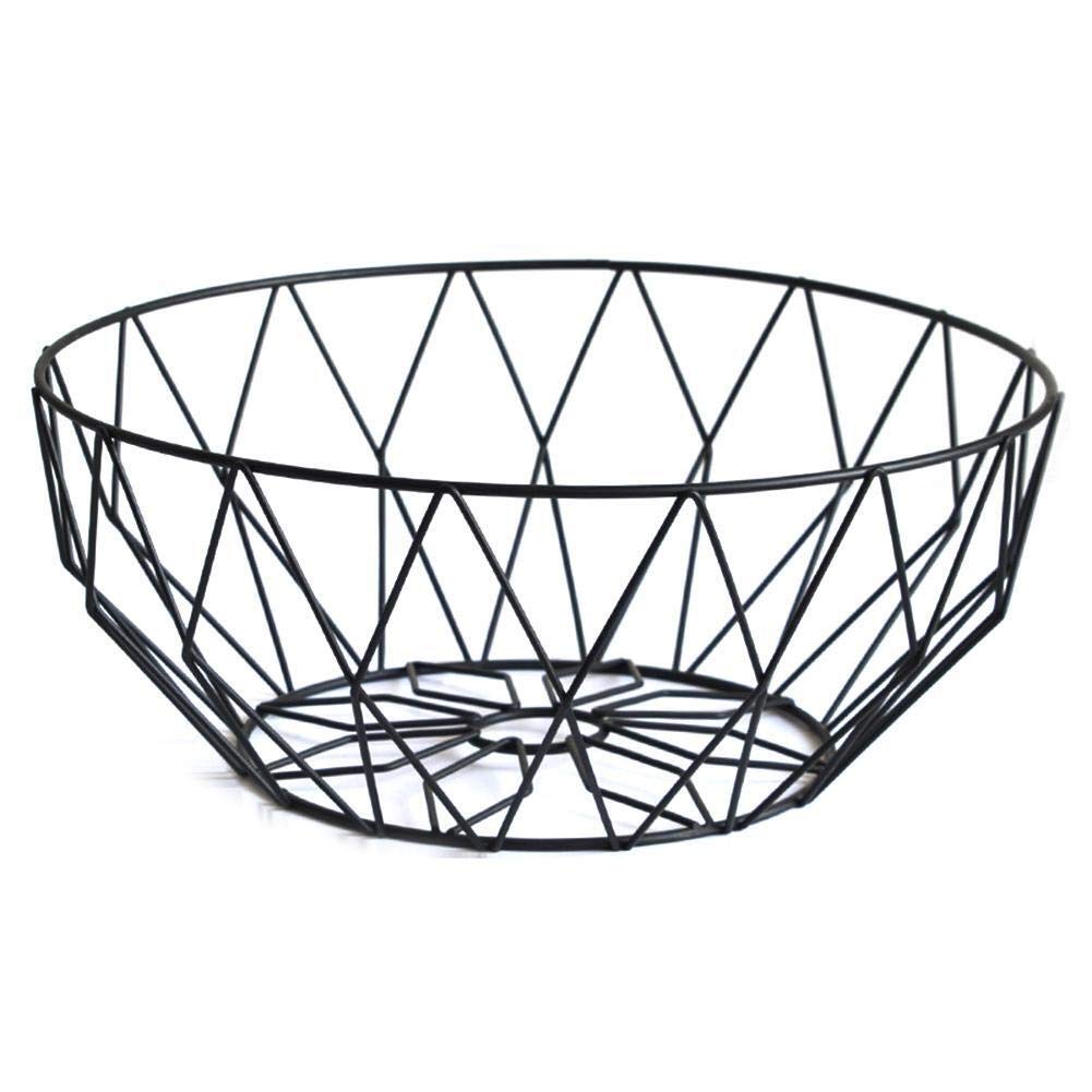 Cesta de almacenamiento creativa de hierro, un frutero negro para una decoración chic