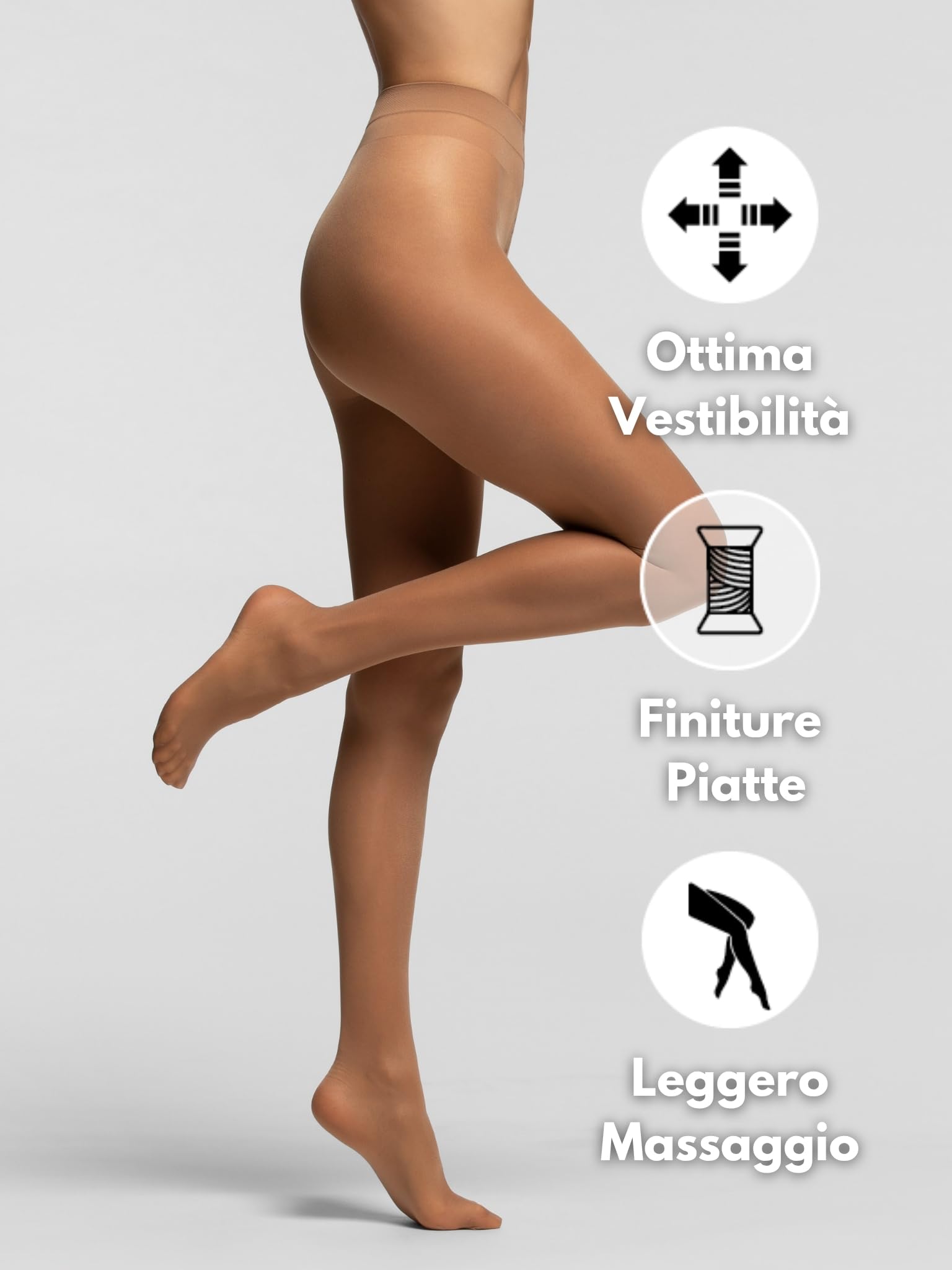 POMPEA 6 Paia Collant Donna 40 Denari, Calze Velate Opache con Cuciture Piatte, Compressione Leggera