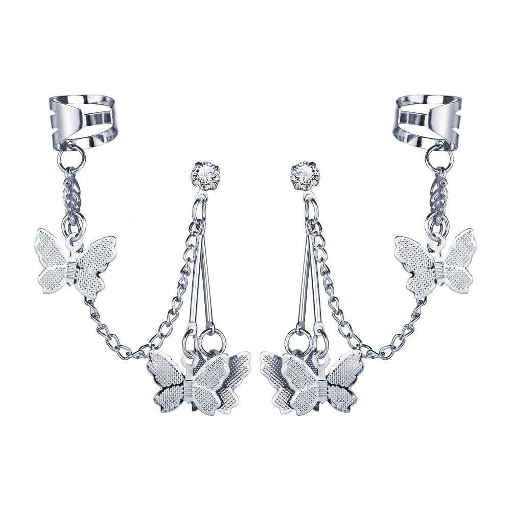 Via Mazzini Chains Medley With Butterfly Charms Ear Cuff Earrings For Women And Girls (ER2293) 1 Pair (B0CFZTTPC6) Amazon Price History, Amazon Price Tracker