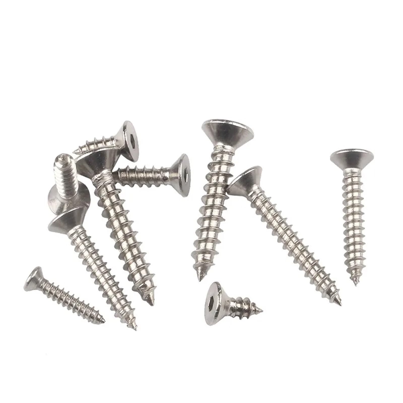 Tornillos Tornillos autorroscantes Tornillo de ace Tornillos autorroscantes de cabeza avellanada hexagonal plana de acero inoxidable 304 M3 M4 M5 M6 M8 6 8 10 20 30 40 50 mm de longitud(M5x16mm 20pcs)