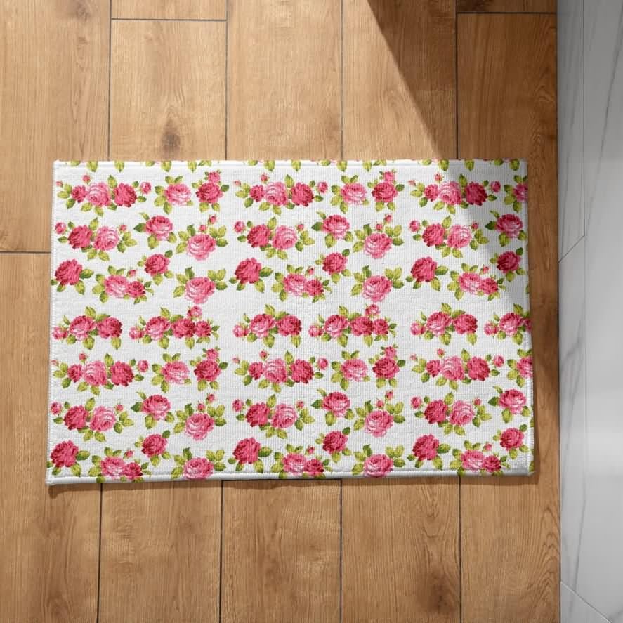 Tapis de sol pliable et absorbant CEVAN : paillasson d'entrée fleur antidérapant 45x75cm