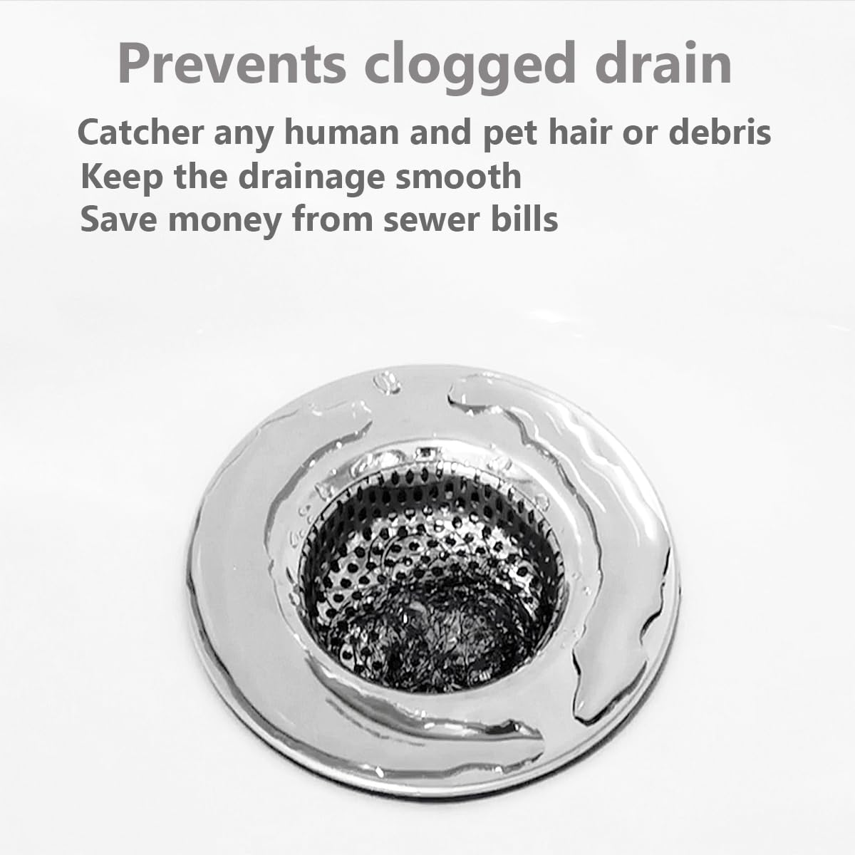 Huntonry Bathtub Drain Strainer - 2.79 Inch Hair Catcher