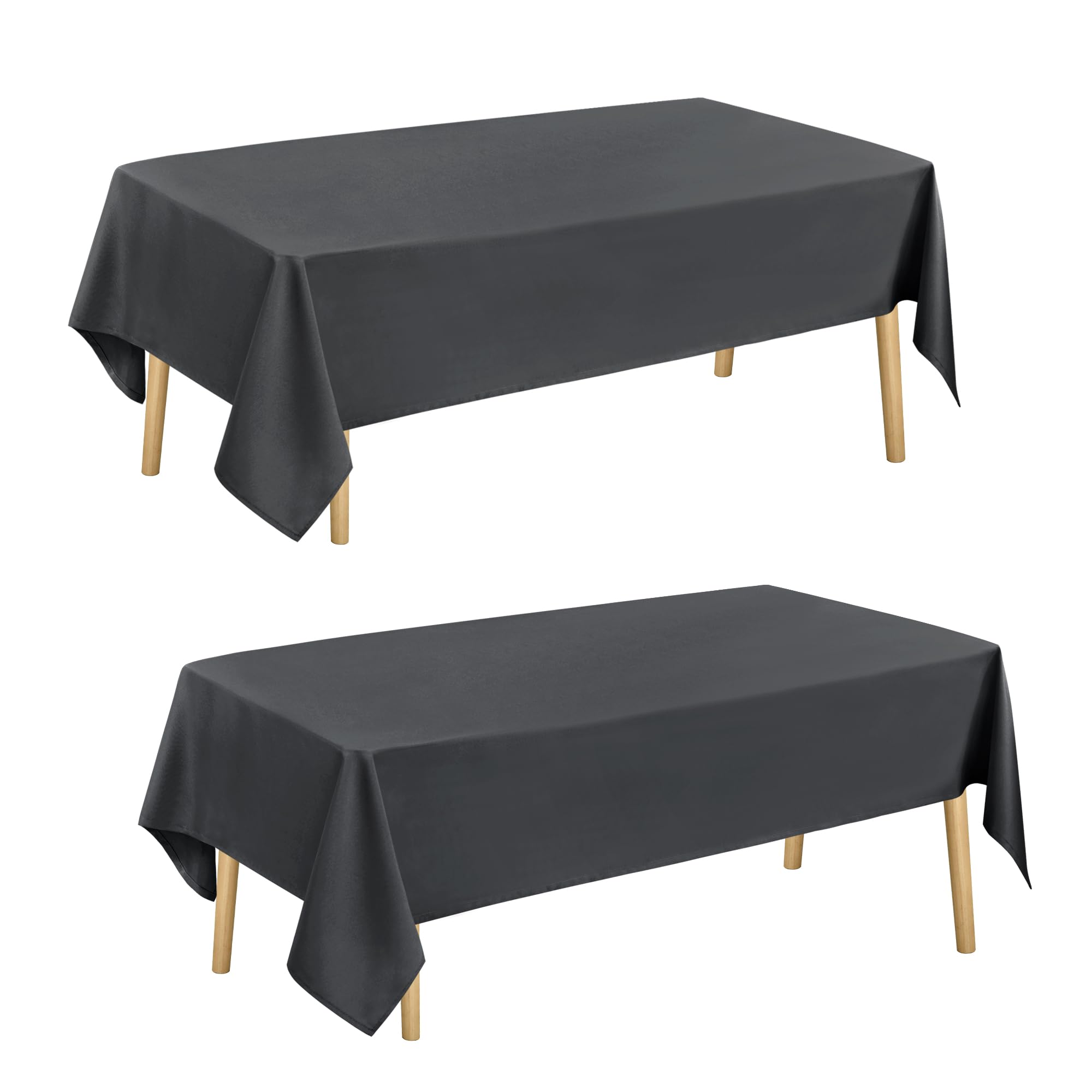 Hiasan Glatt Tischdecke Fleckenabweisend Tischtuch mit Lotuseffekt Leicht Wasserabweisend Tischwäsche, 2 Stück, Dunkelgrau, 140x240cm