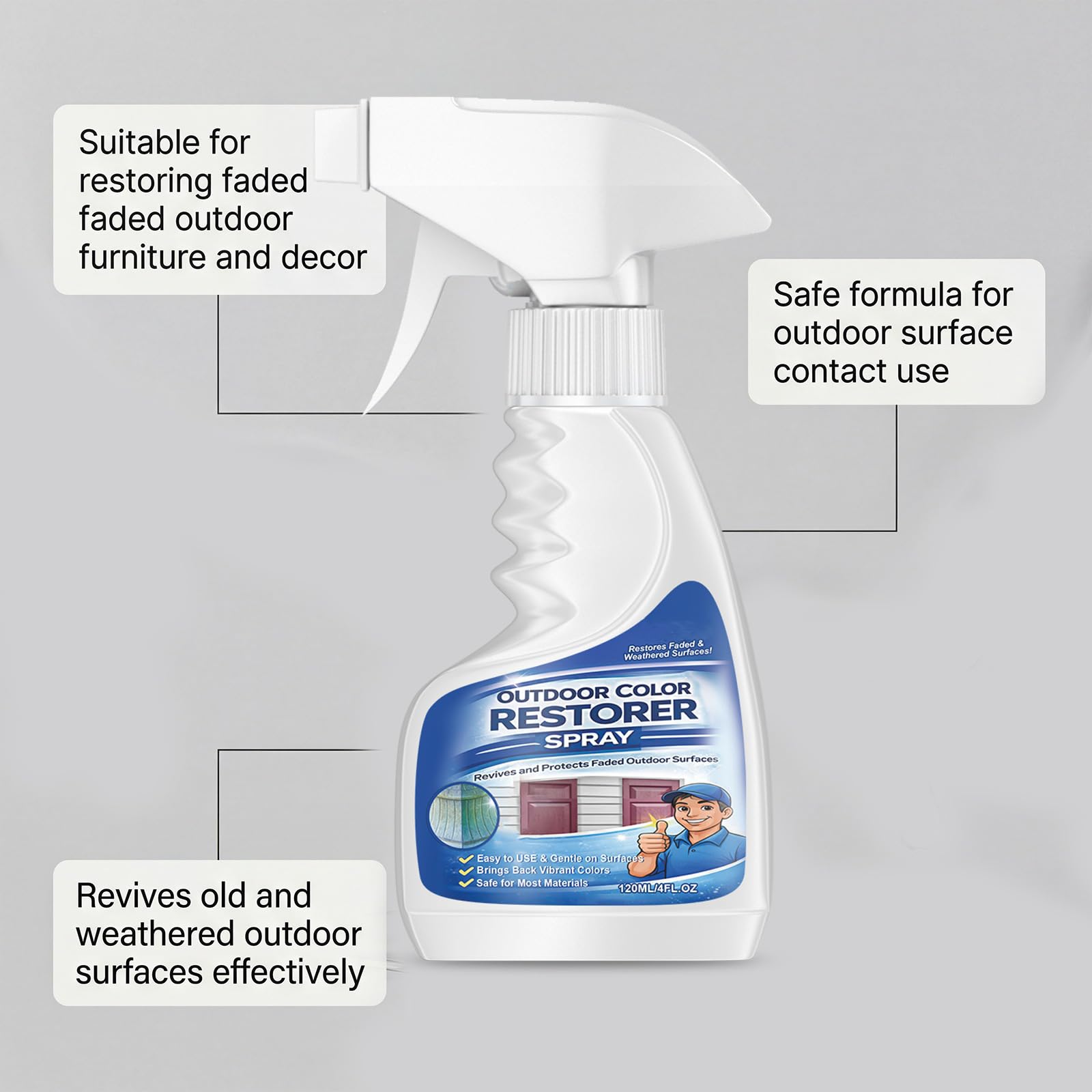 120 ml długotrwałego roztworu do renowacji mebli, spray do renowacji kolorów na zewnątrz, regenerator z tworzywa sztucznego, powłoka wykończeniowa chroniąca przed promieniowaniem UV, obróbka