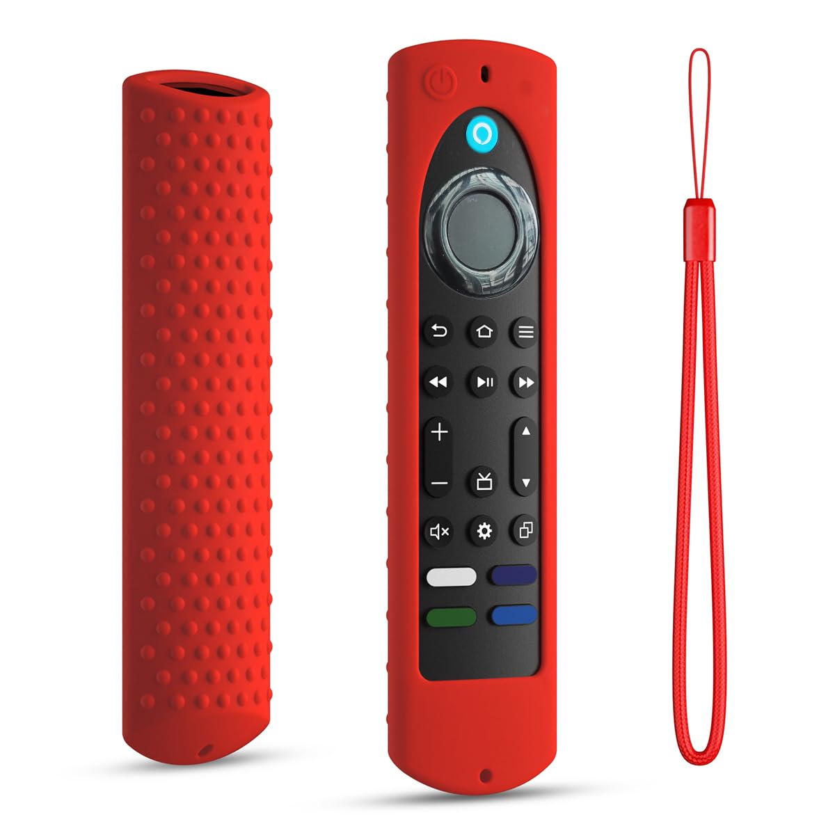Funda de silicona para Fire TV Stick 4K+ Max de 2ª generación 2023, funda de silicona antideslizante con cordón (rojo)