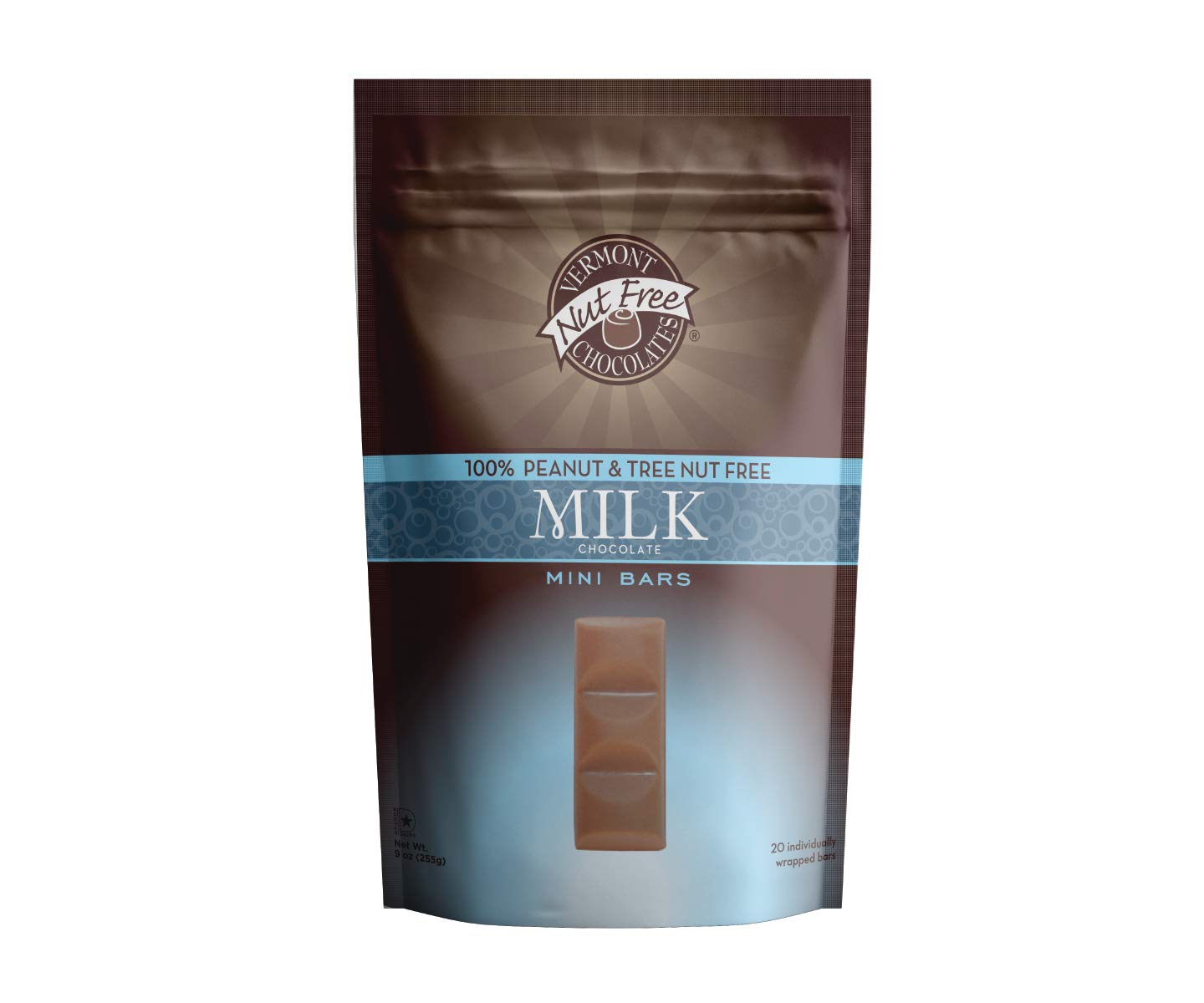 Vermont Nut Free Chocolates Mini Chocolate Bars 9 Ounces, Nut-Free, Egg-Free, Kosher (Mini, Milk Chocolate)