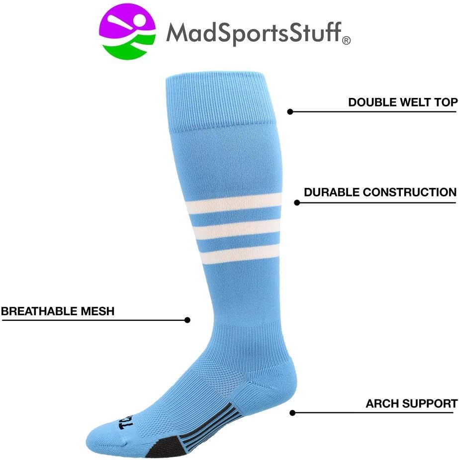 MadSportsStuff Dugout Striped Baseball Softball Socks | Performance Cushion & Support | Youth & Adult | Made in USA - Image 3