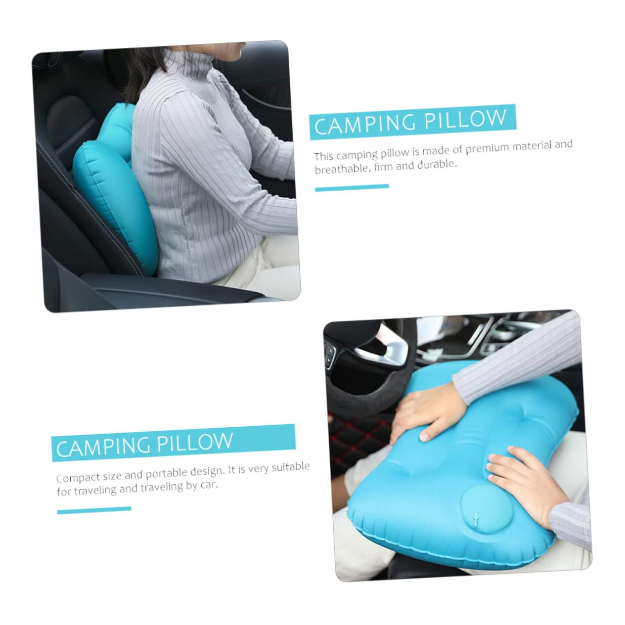 3pièces Coussin De Voyage Gonflable Oreiller Portable pour Camping Et Activités De Plein Pratique Et Confortable Pliable Et Facile à Transporter Couleur Vert