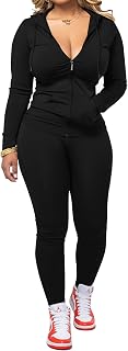 PINSV Women Two Piece Outfits Workout Sets Bodycon Tracksuit Long Sleeve Zip Up Hoodie Jacket Jogger Matching Sweat Pants Set
