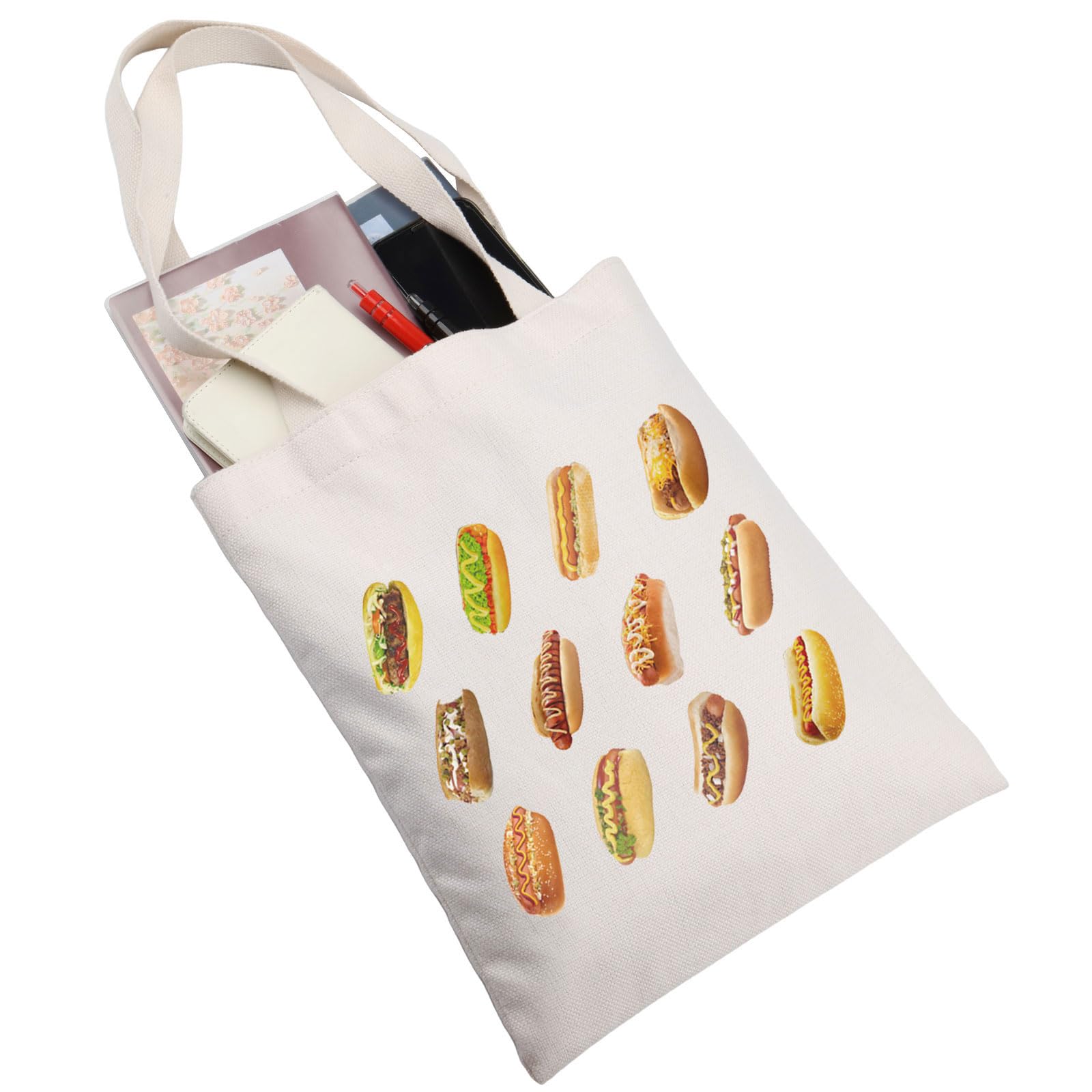 JNIAP Hot Dog Tote Bag Hot Dog Lover Gifts Hot Dog Shoulder Bag Hot Dog BunLover Hot Dog Squad Gifts