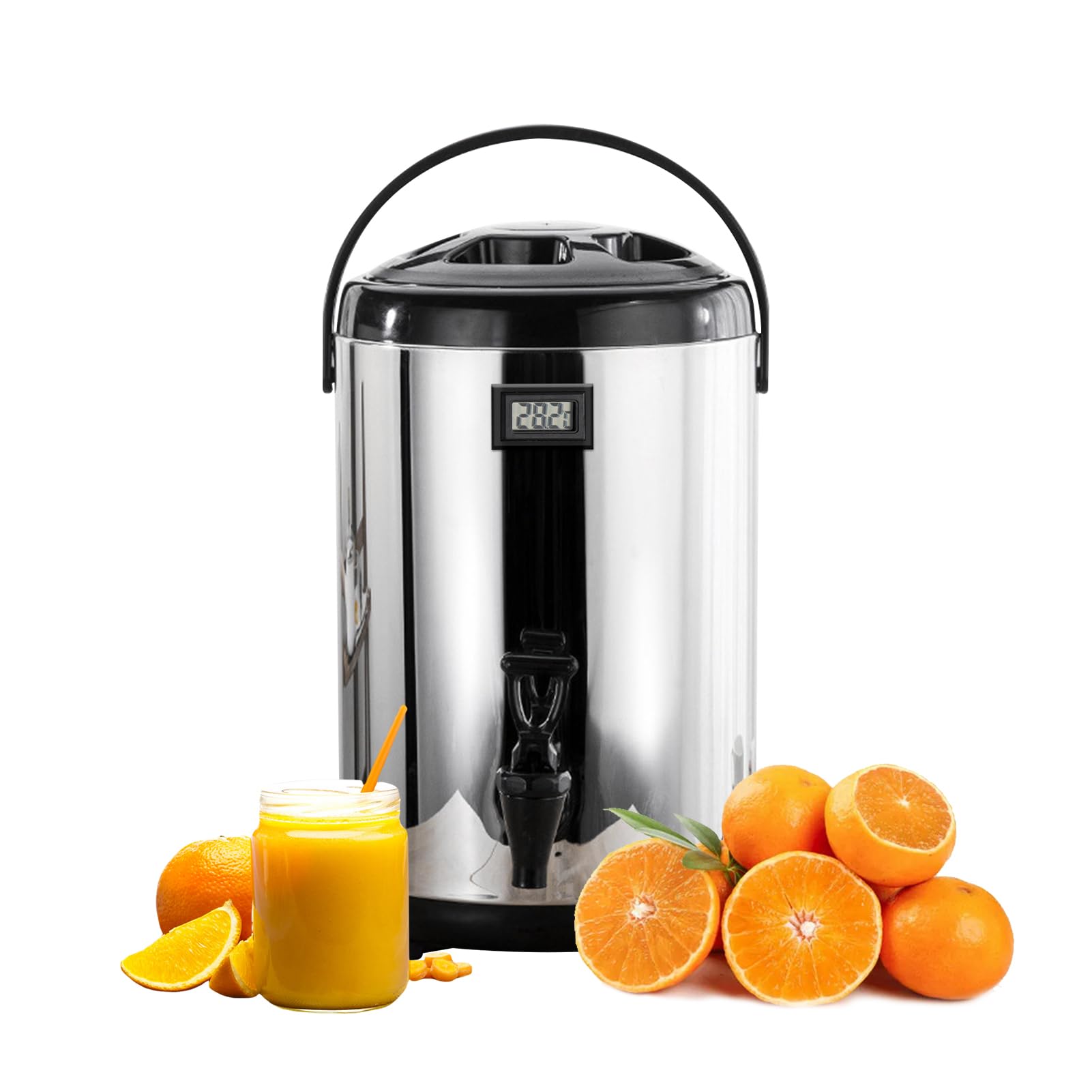 glylo Hot Water Dispenser - Stainless Steel Thermal Container With Spigot, 8L Tea Hot Carafe Beverage Storage With Temperature Meter For Catering, Events, Restaurants Catering, 1