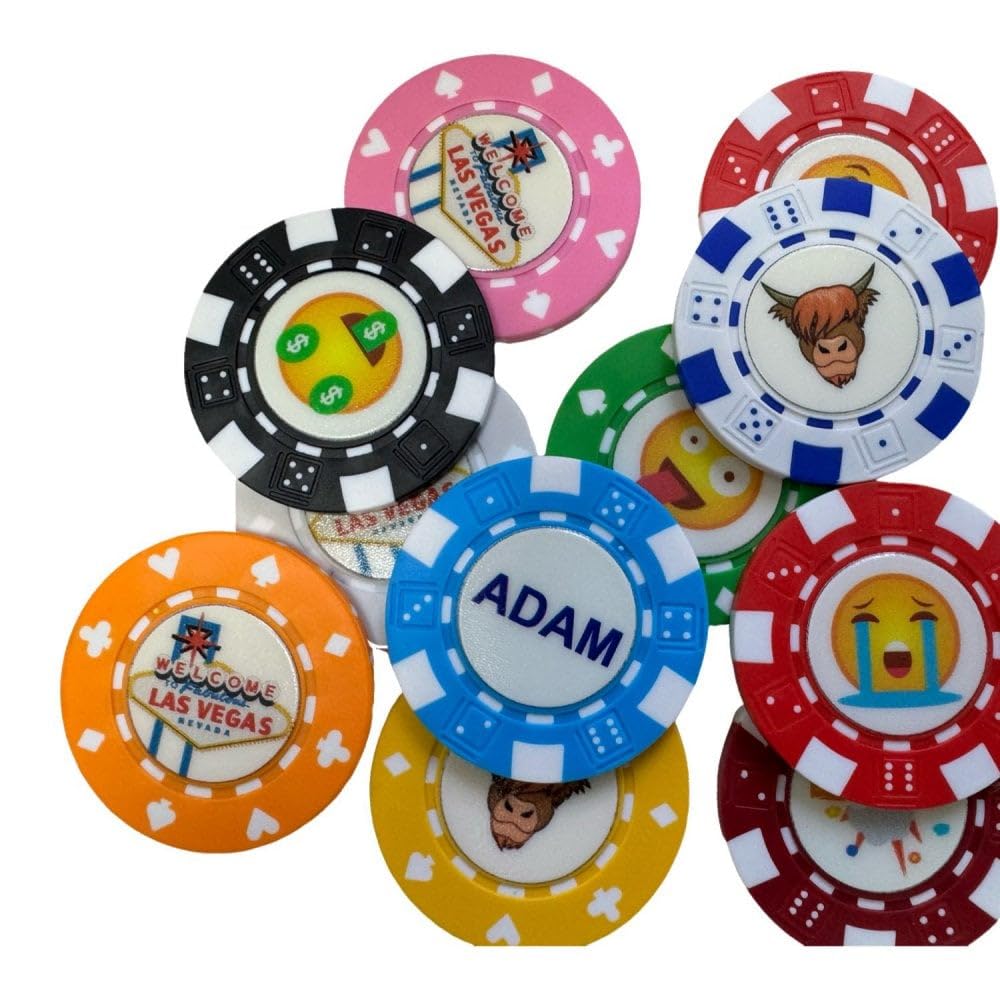 Custom Logo Golf Ball Marker - 40mm Poker Chip Style - Personalized Golf Gift for Him - Wedding Favor/Stag/Society Outing (5)