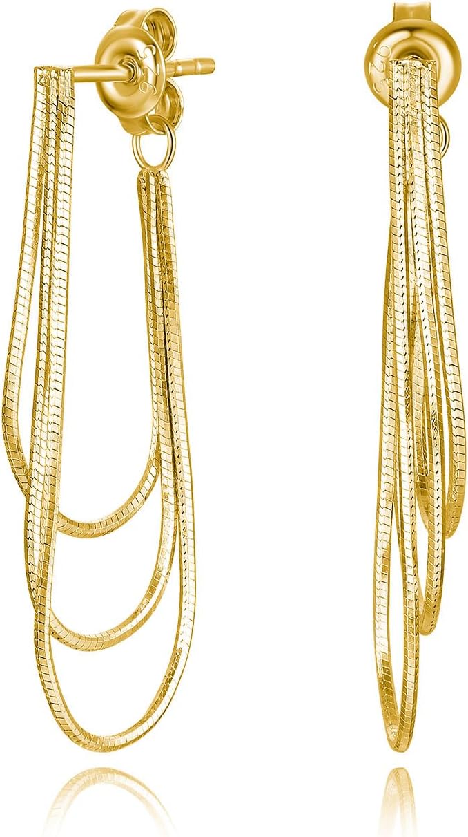 Tassel Earrings for Women Gold Plated Silver Chain Earrings Dainty Minimalist Dangle Drop Studs