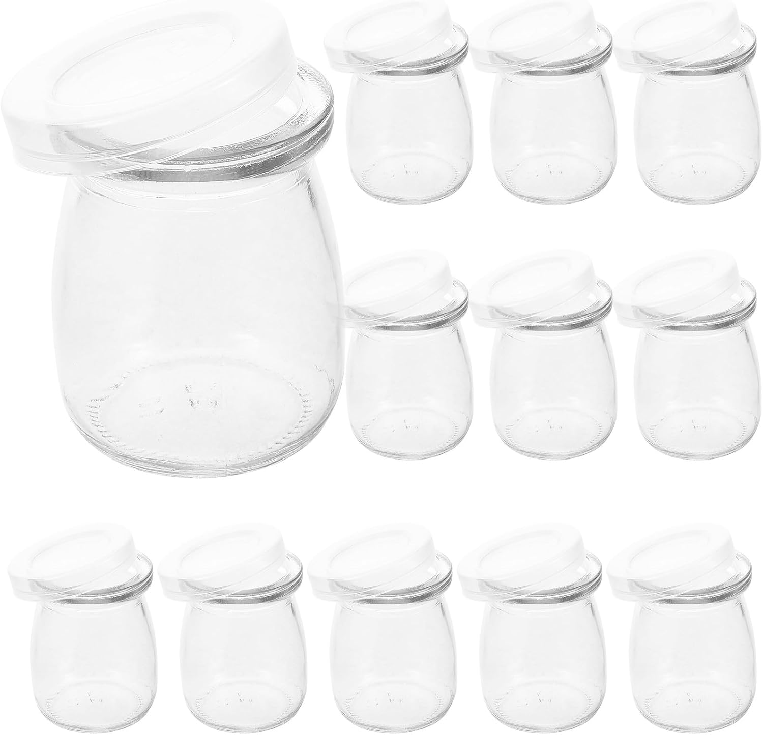 12pcs 100ml Glass Yogurt Jars with Lids Refillable Milk Bottles Airtight Containers for Pudding, Jam, and Drink Storage Suitable for Kitchen and Food Organization