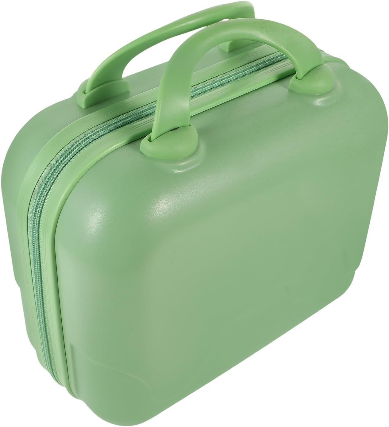 Light Green Travel Cosmetic Case with Handle, Portable Makeup Storage Bag, Polyester Makeup Organizer for Women, Zippered Beauty Train Case for Travel and Storage