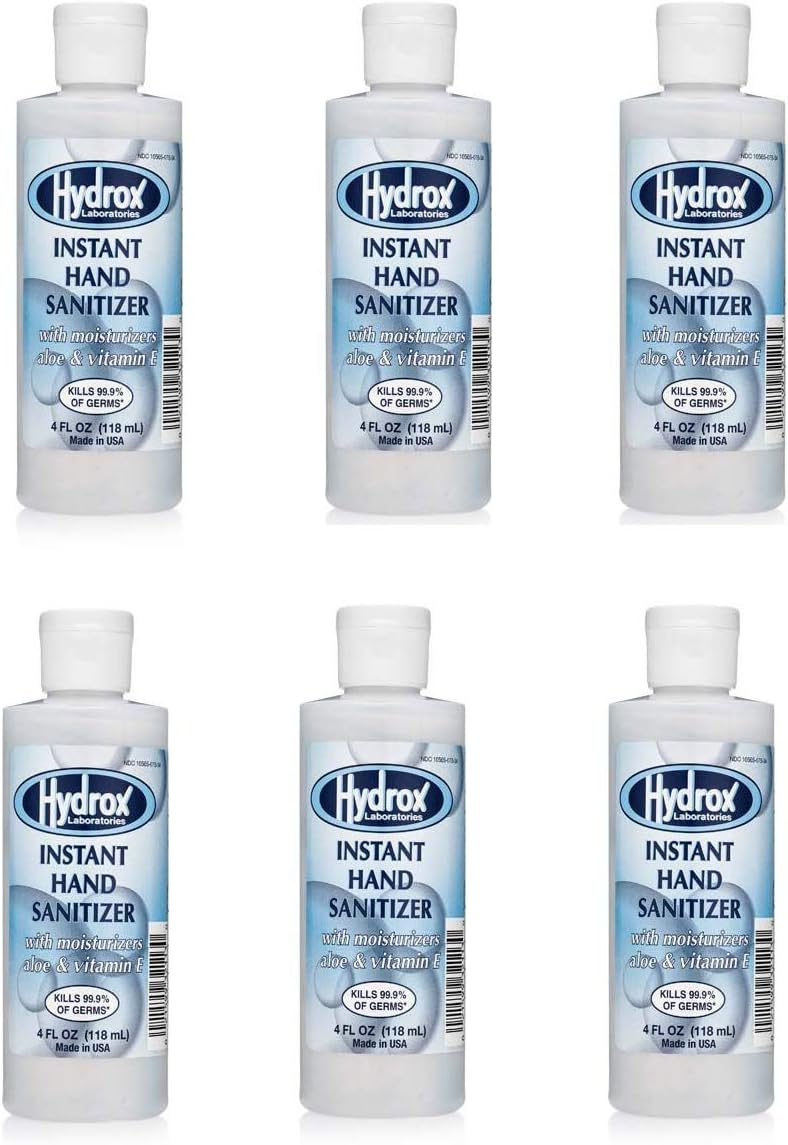 Hydrox Instant Hand Sanitizer – 4 oz Bottle - Bundle of 6 Bottles