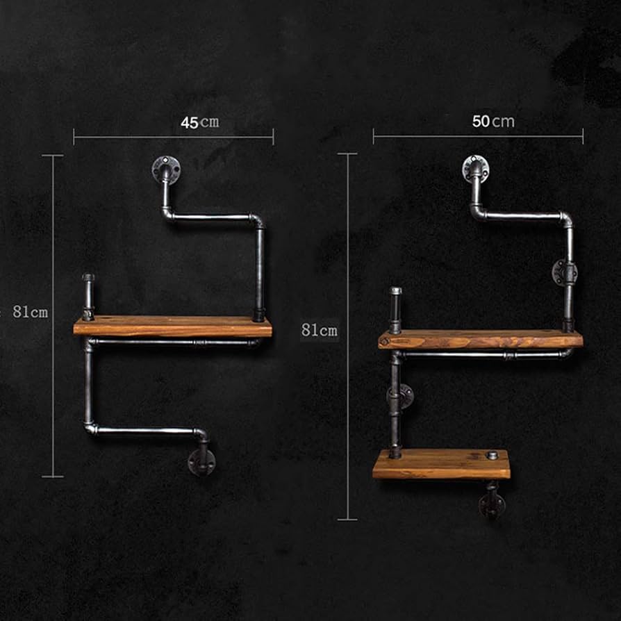 Amazon｜レトロなスチームパンク本物の木本棚、多機能壁面収納は