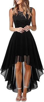 Women's Ruffled Wedding Dresses - Lace Evening Dresses, Women's Chic and Elegant Sleeveless Chiffon Dress Asymmetrical Casual Party Ceremony Bridal Dress