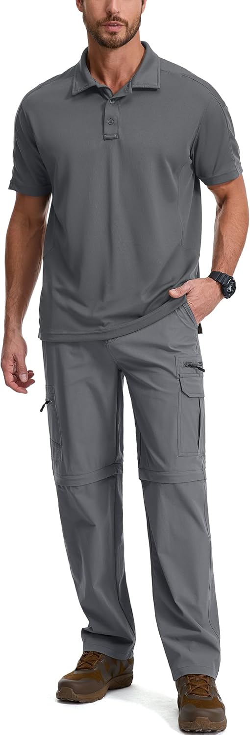 Mens Hiking Pants Convertible Quick Dry Lightweight Zip Off Fishing Travel Camping Safari for Outdoor Pants #6101-Grey-38 - Image 7