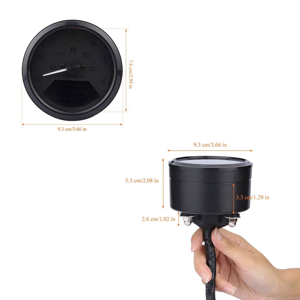 デジタルサイクルメーター ブラック 多機能 デジタルタコメーター アワーメーター ブラック 防滴