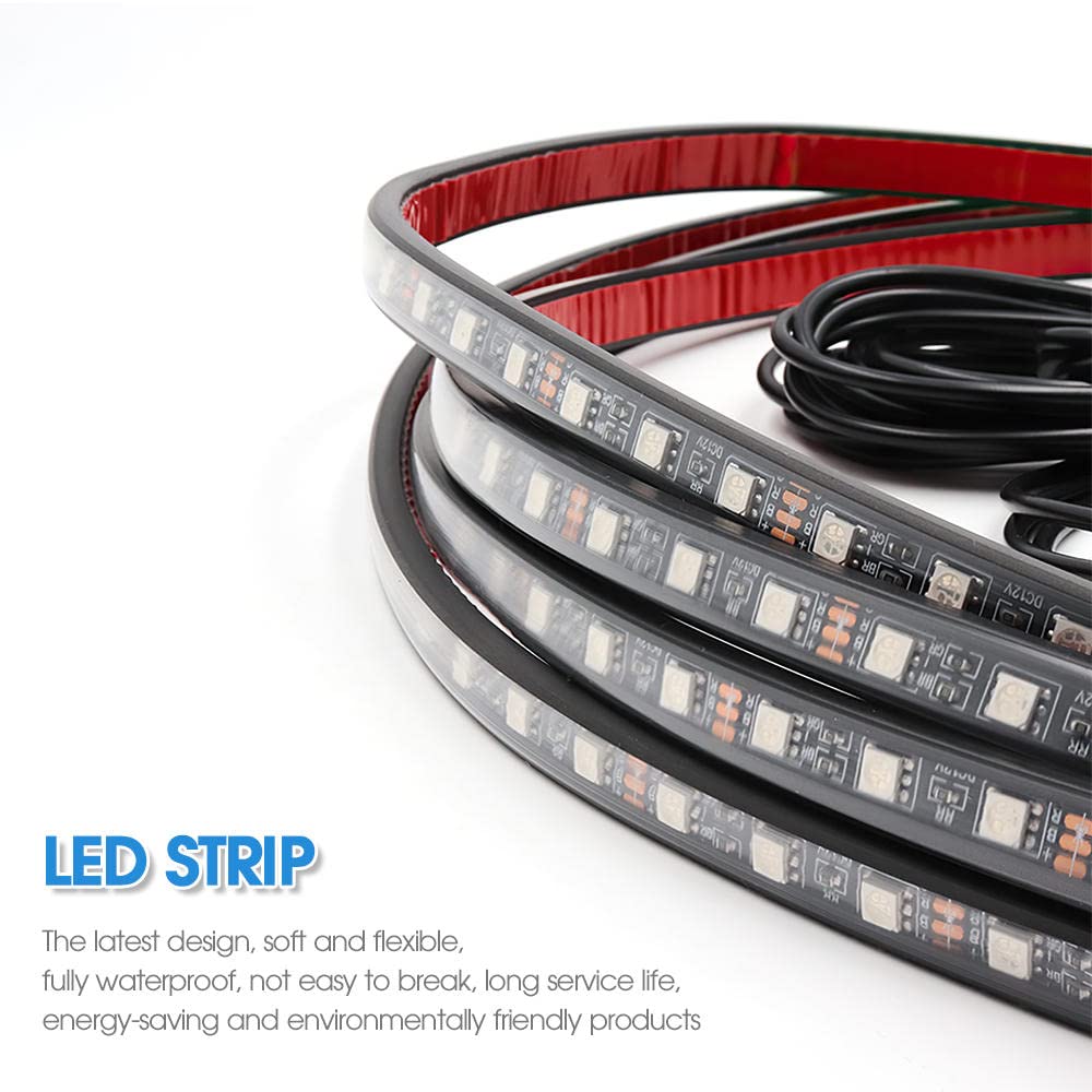 4PCS APP Control Car Flexible 12V LED Strip Ambiente decorativo LED RGB Under Car Glow Underbody Lights System Kit de luces de neón-60x2 y 180x2 cm