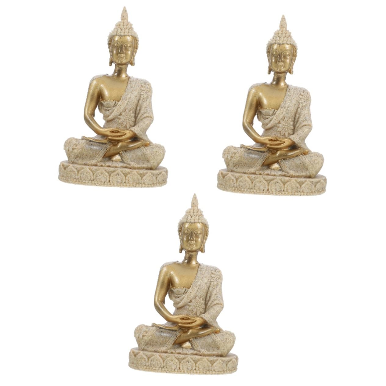 Cabilock Lot De 3 Sculptures De Bouddha en Résine pour Décoration De Table Et Offrande