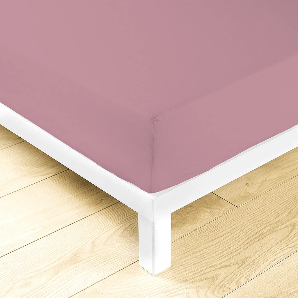 LARA MORADA - Set Completo Lenzuola Una Piazza E Mezza, Misura Francese, 100% Cotone, Made in Italy, Tinta Unita, per Letto 1 Piazza E Mezza 140x200cm, Rosa