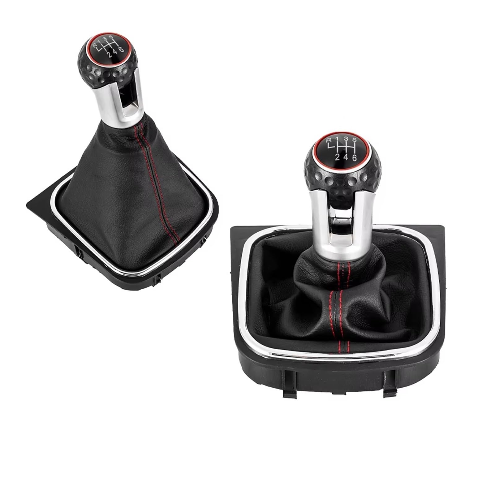 Qwqaab 6 Speed Red Suit Manual Gear Knob Manual 5/6 Speed Gear Shift Knob With Pu Gaiter Boot For Volkswagen For Vw For Golf 5 Mk5 R32 Gti Gtd For 6 Mk6 R20(6 Speed Red Suit)