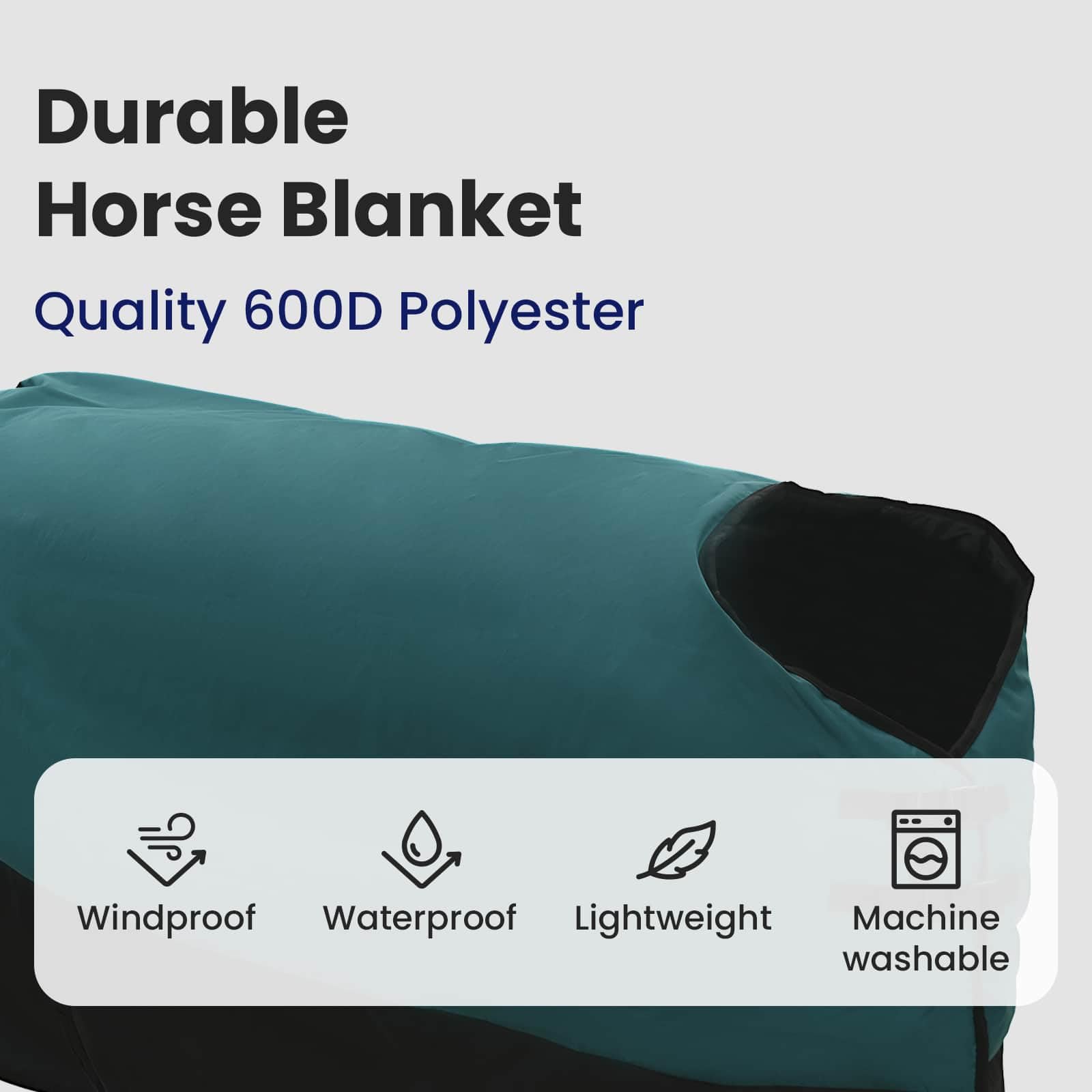 vidaXL Manta para Caballo Verde Oscuro y Negro 145 cm Poliéster, Manta Ecuestre Moderna, Cubierta de Invierno, Impermeable, Lavable, Caliente para tu Caballo