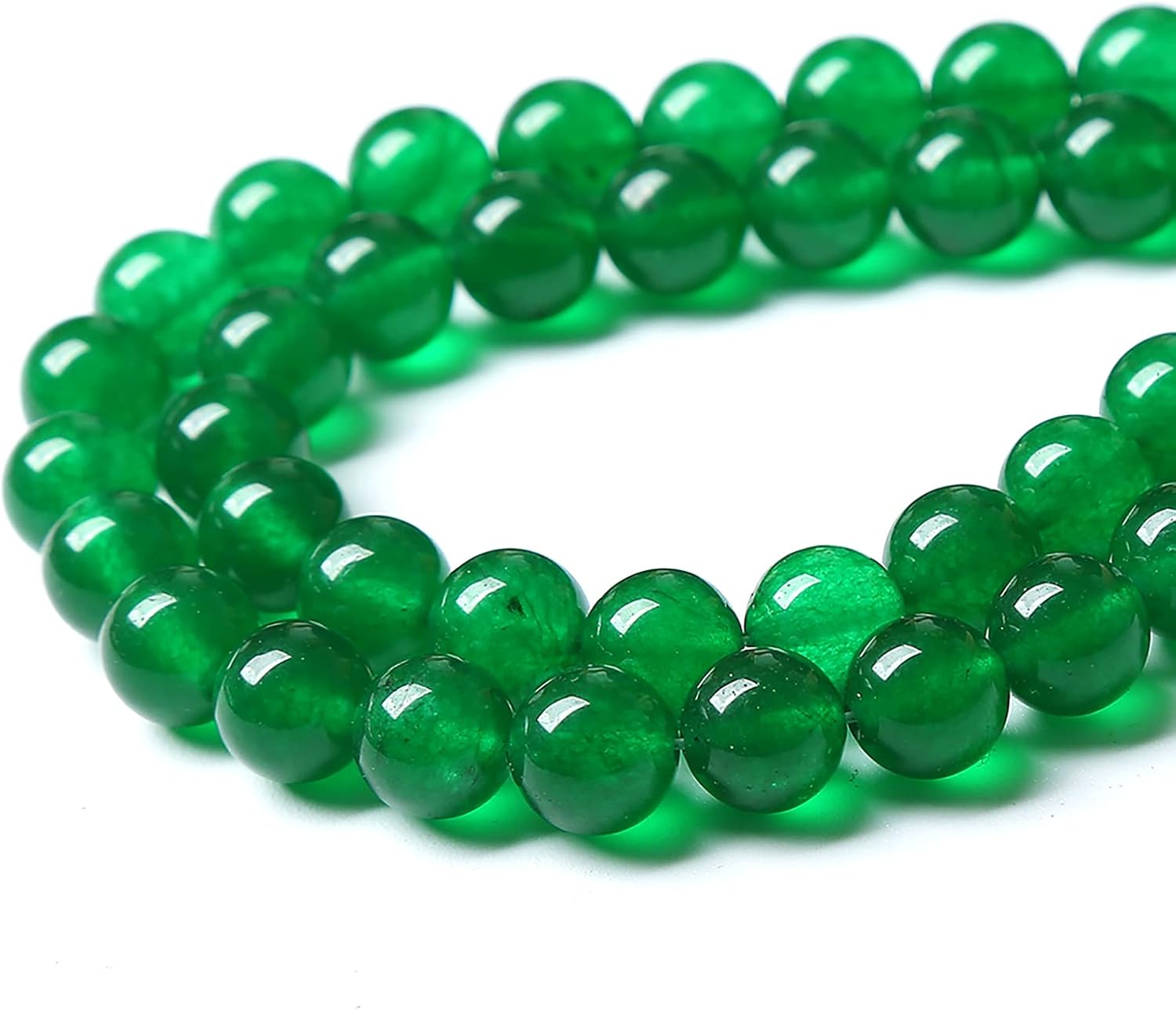 46pcs 8mm Natural Chinese Green Jade Beads Chalcedony Round Loose Gemstone Crystal Energy Healing Power Stone Beads for Jewelry Making DIY Bracelet (8mm, Chinese Green Jade) 8mm Chinese Green Jade