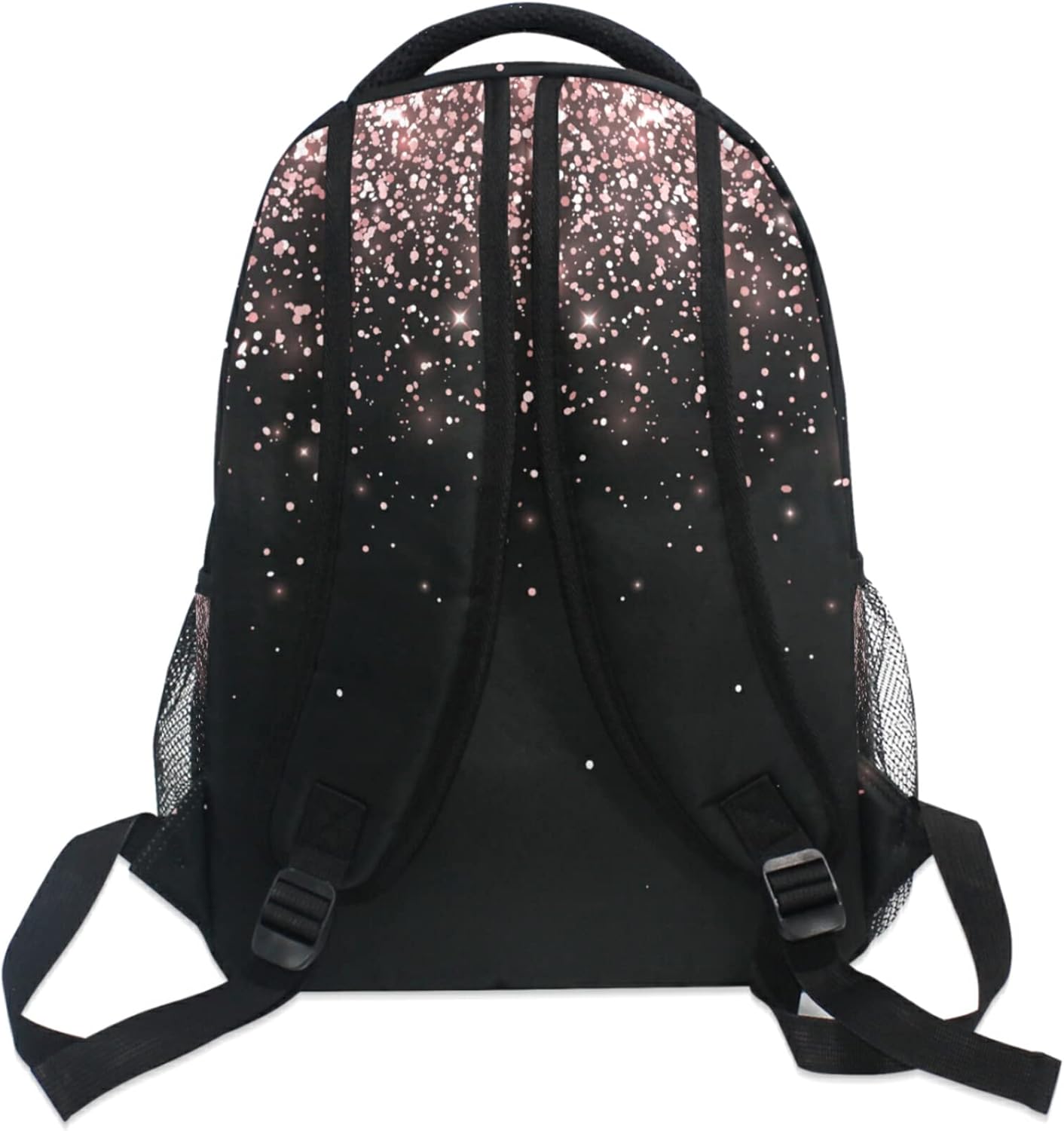 Pfrewn Rose Gold Black Glitter Backpacks for Girls Teens Women School Bookbags Backpack for Kids Students - Image 5