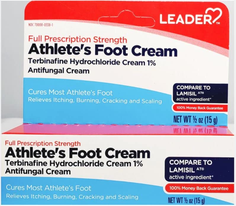 LEADER Athlete's Foot Antifungal Cream, Full Prescription Strength, Clinically Proven Antifungal Treatment for AF,Relieves Itching, Burning, Cracking and Scaling, 0.5 oz, Compare to LAMISIL AT, 3 Pack