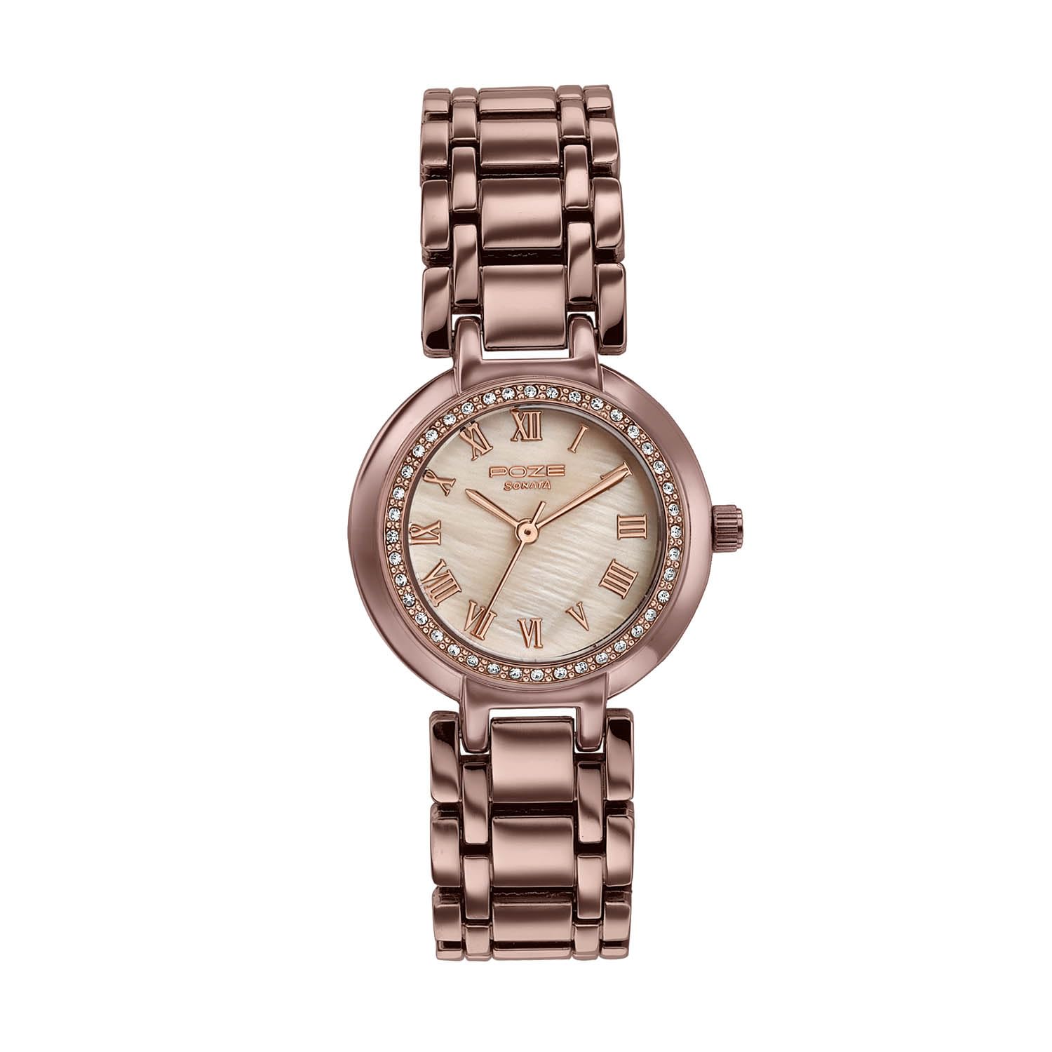 Sonata Poze 8 Quartz Analog with Lt. Beige Dial IP Brown Alloy Strap Watch for Women - SP80163QM01W-picture-32
