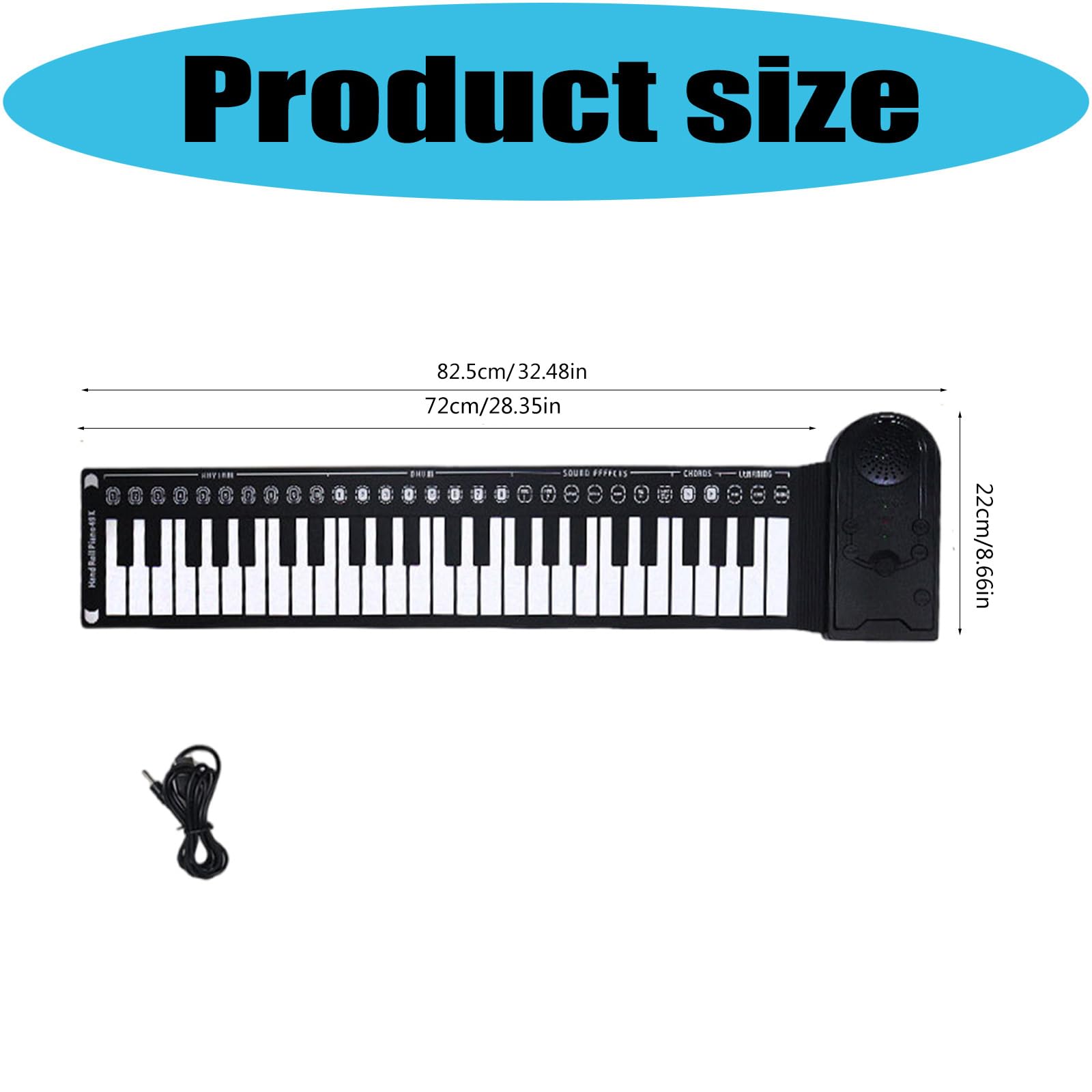 Piano plegable práctico de 49 teclas con conectividad USB, altavoces integrados, teclado de silicona, diseños para viajes, uso doméstico, piano digital plegable
