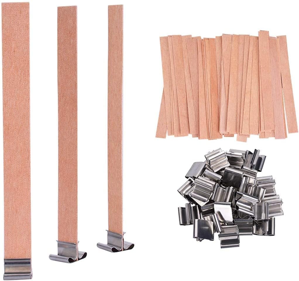 PXBBZDQ100 PCS Wood Wicks for Candles Making 5.9 X 0.5 Inch Crackling Wooden Candle Wick for Soy Candle Making,Long Woodwick - 50 Sets