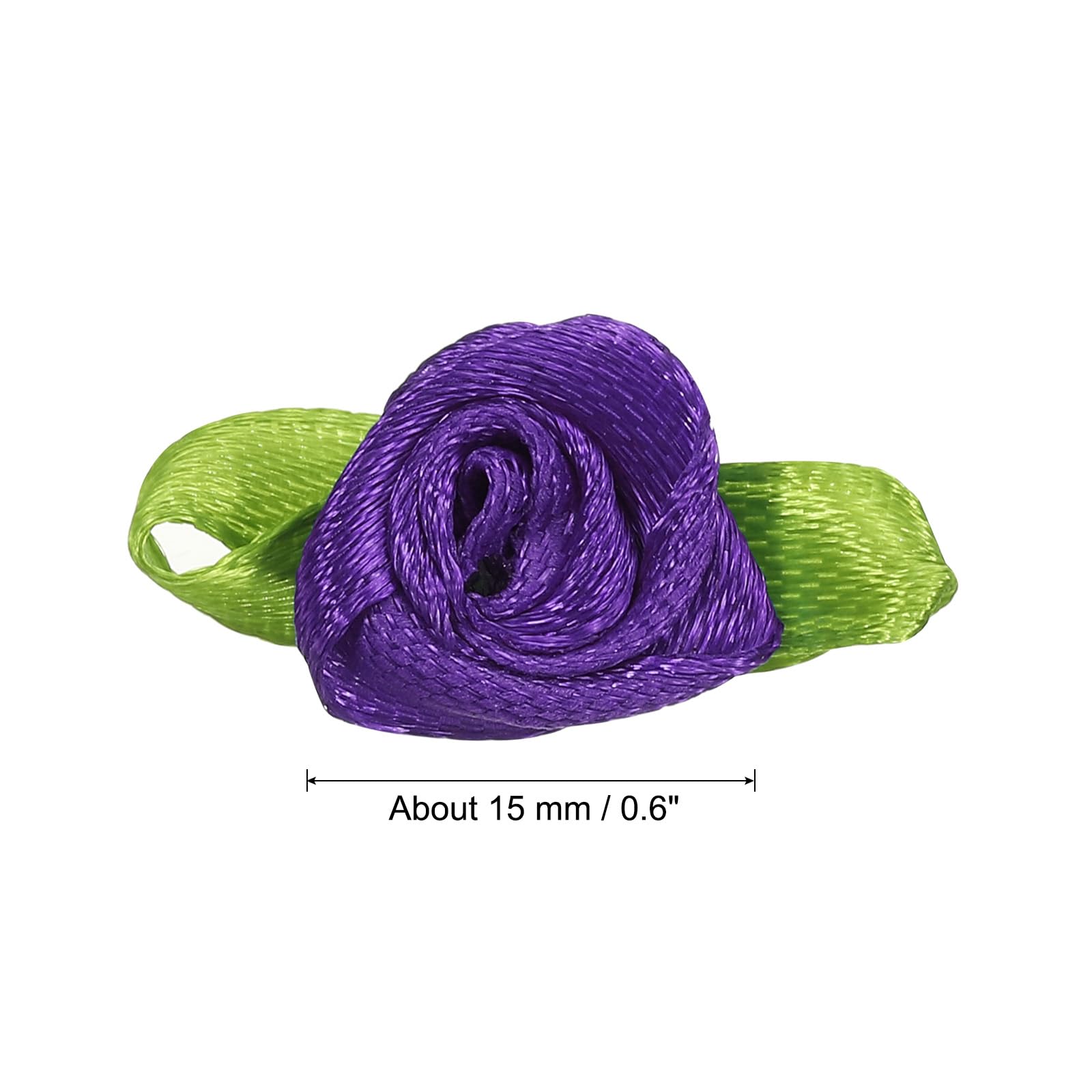 PATIKIL Lot De 20 Mini Roses En Ruban De Satin, Fleurs En Tissu Avec Feuilles Vertes Pour Projets D'artisanat, Embellissement, Applique, Noir