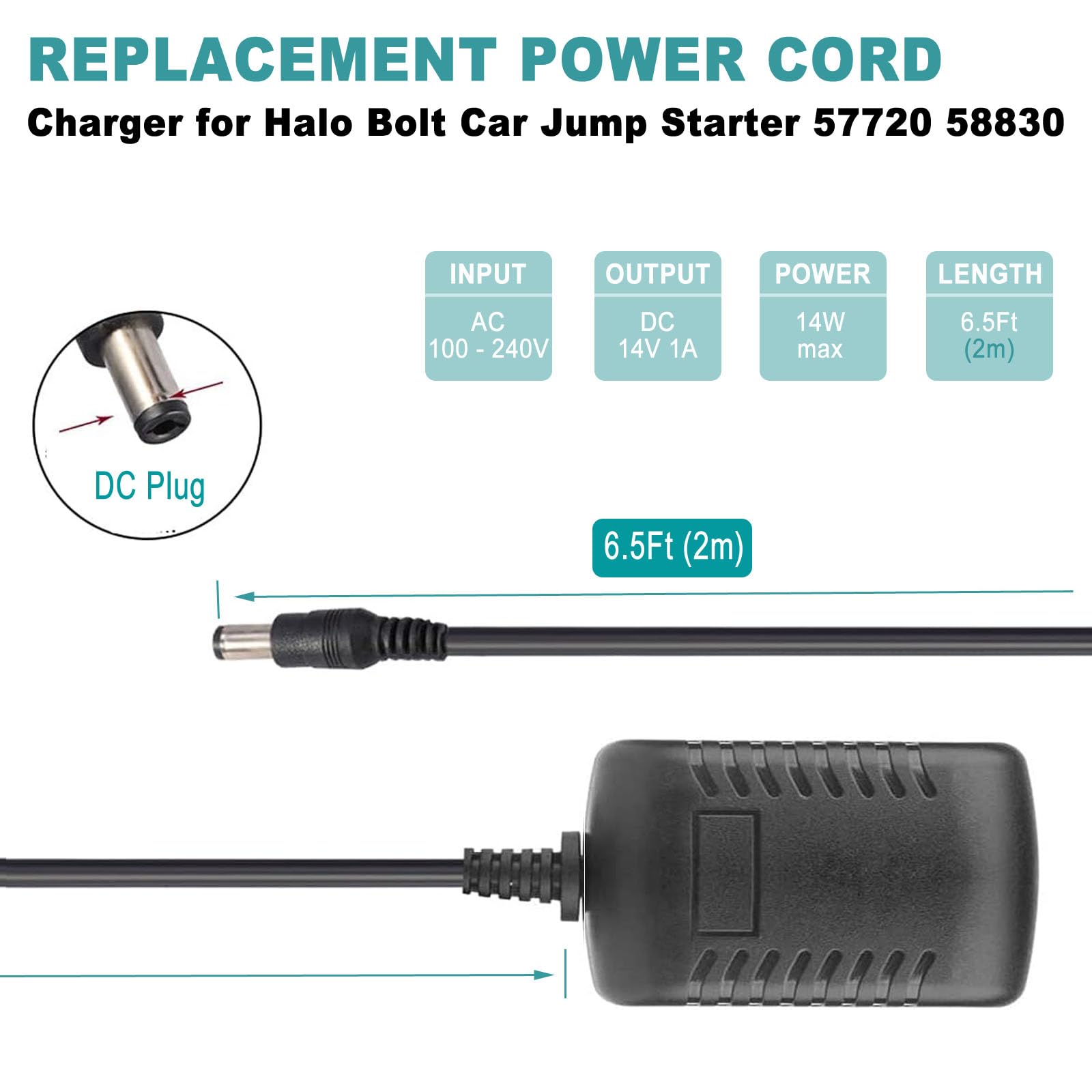 AC/DC Adapter For Halo Bolt 57720 Portable Charger Car Jump