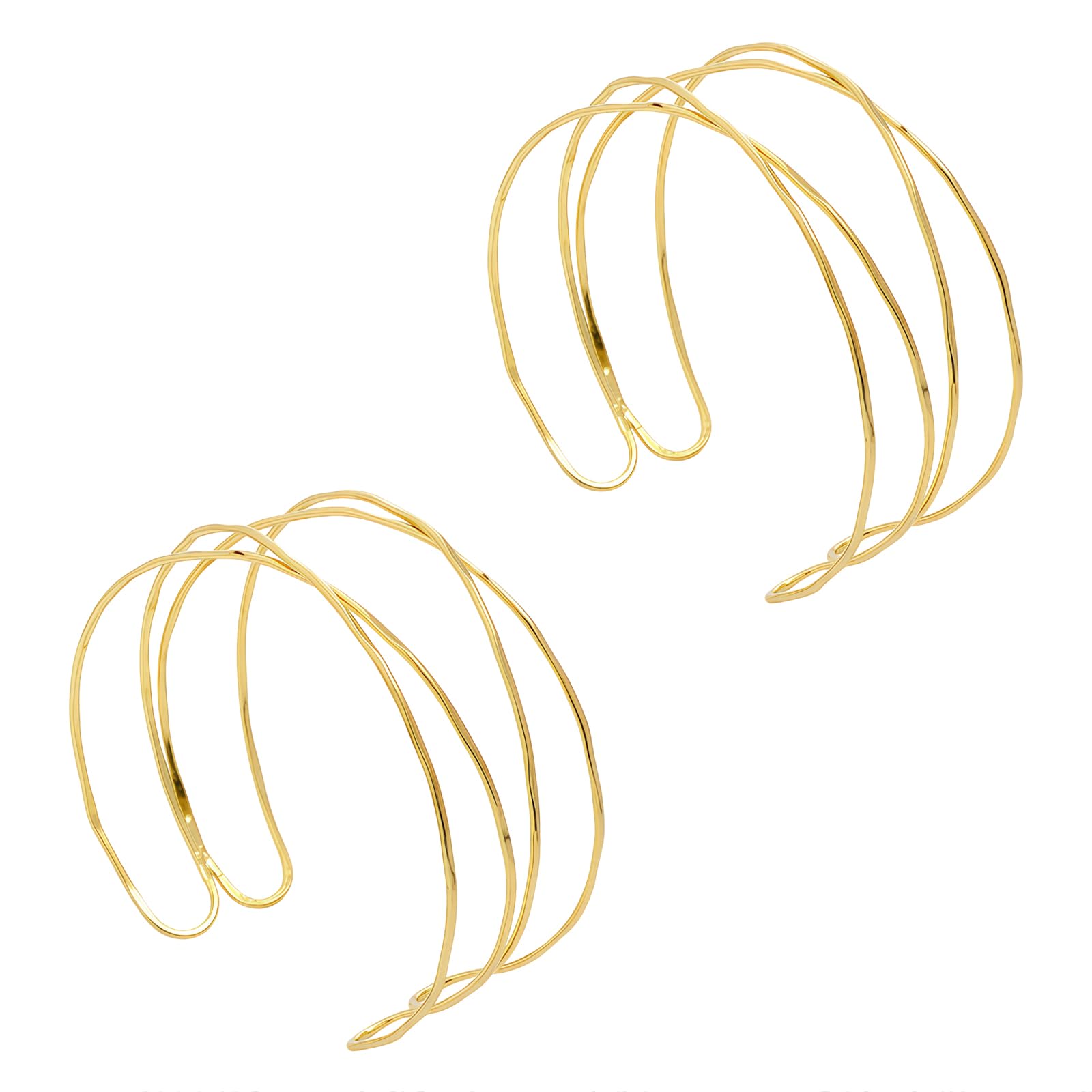 FloralGrace FloralGrace 2 Pcs Gold Bracelets for Women Boho Upper Arm Cuff Bangle Punk Minimalist Open Adjustable Delicate Layered Bracelets Gold L