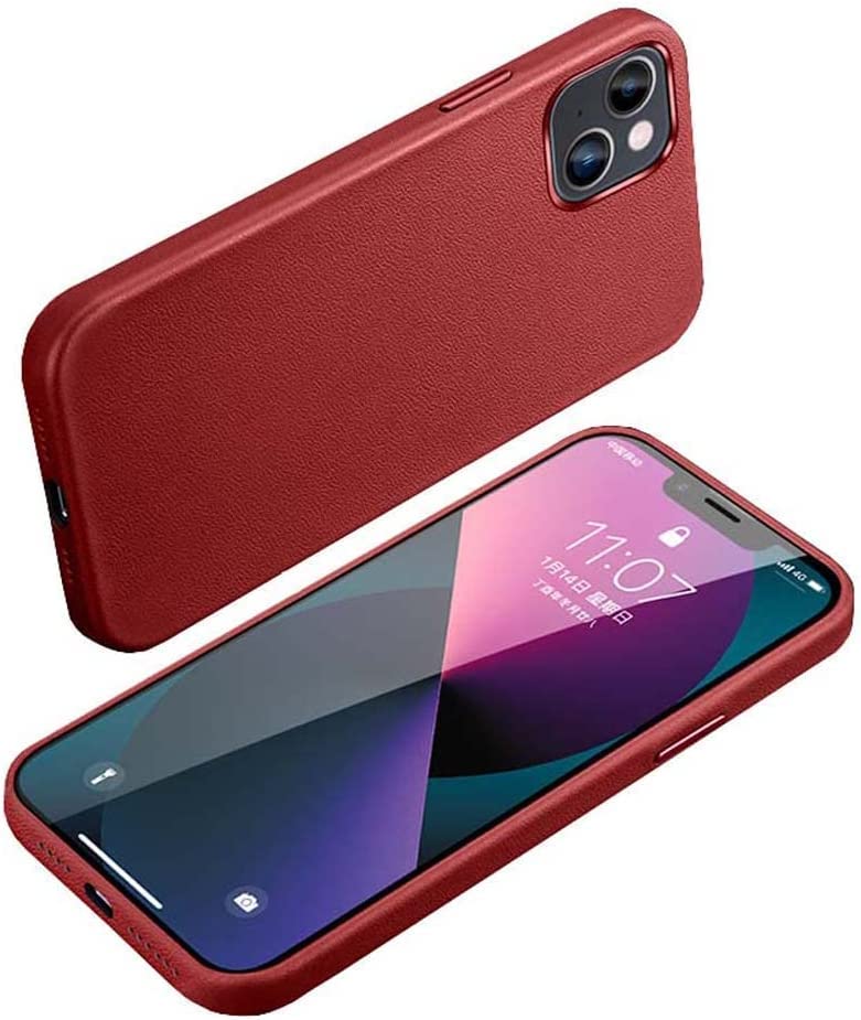 Étui en cuir iPhone 14 Plus rouge - Protection antichoc 6,7" de qualité