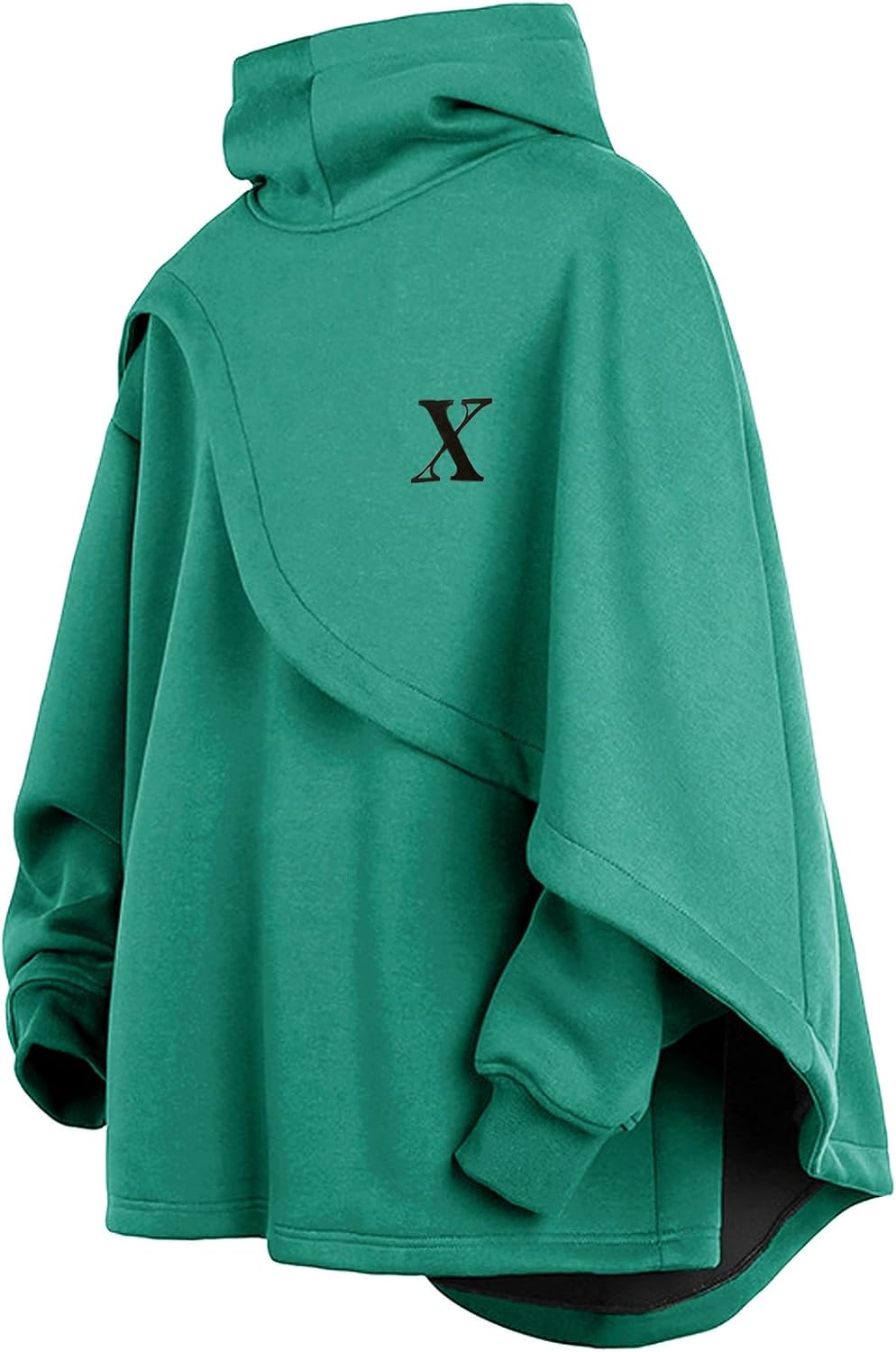 Men's Fashion Poncho Cape Cloak Hoodie Techwear Sweatshirts Unisex Lightweight Patchwork Hip Hop Casual Pullover