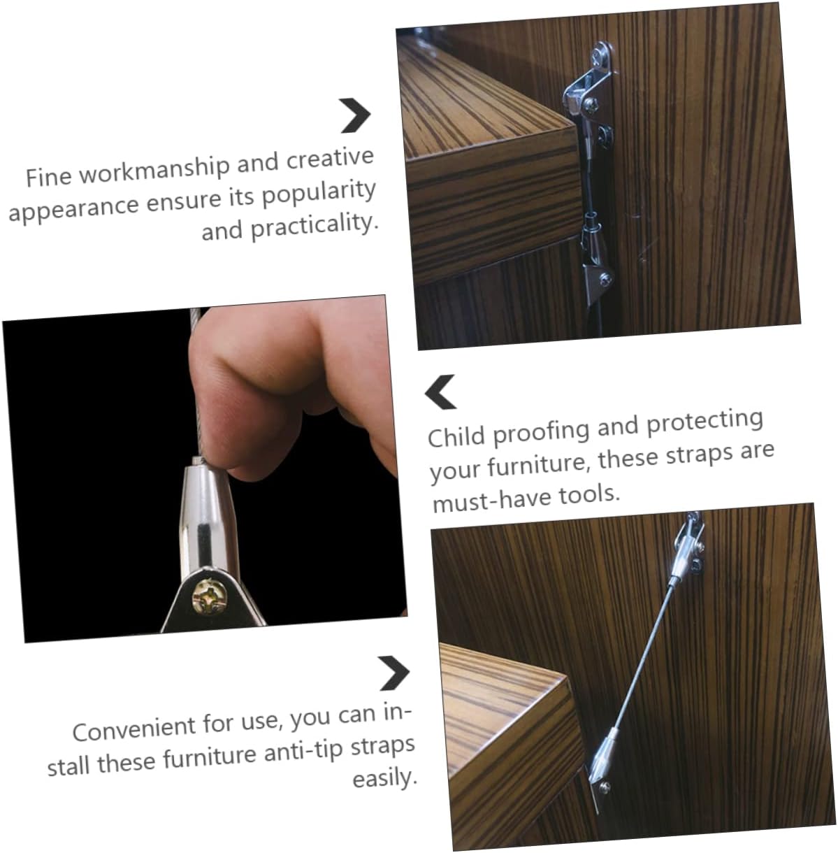Toddmomy 2sets Home Furniture Strap Anchors Metal Falling Straps for Tv Bookshelf Desk Safe for Boys and Girls