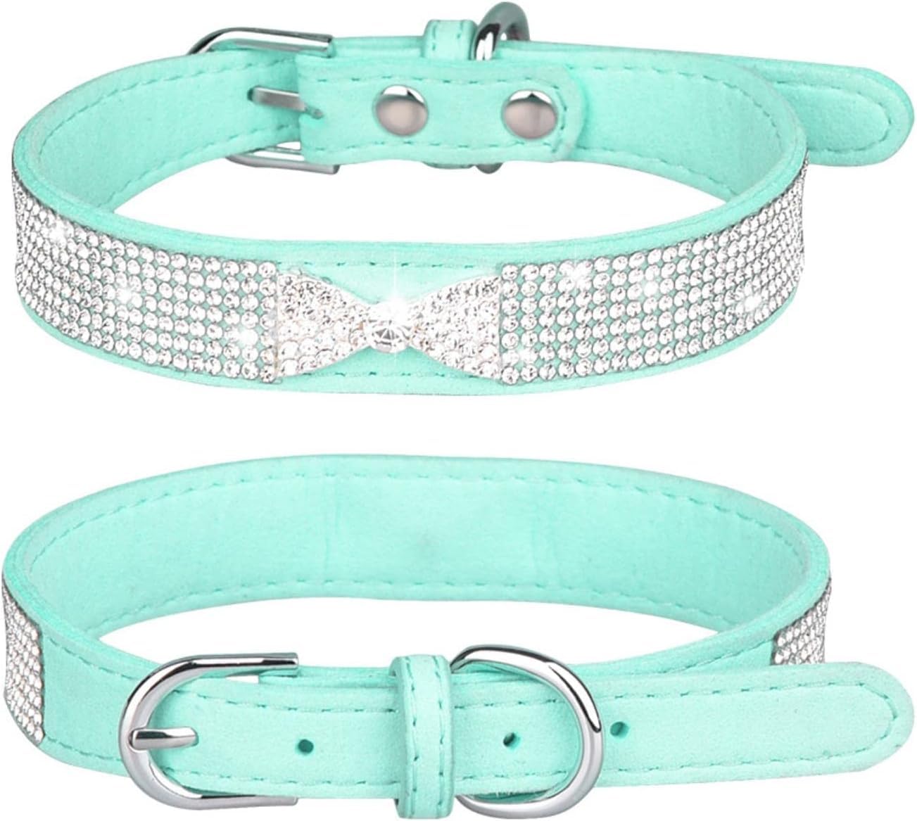 Obroża dla psa, Uroczy Bling z błyszczącą kokardką dla dziewcząt i chłopców Rhinestone spersonalizowany(Purple,X Small)