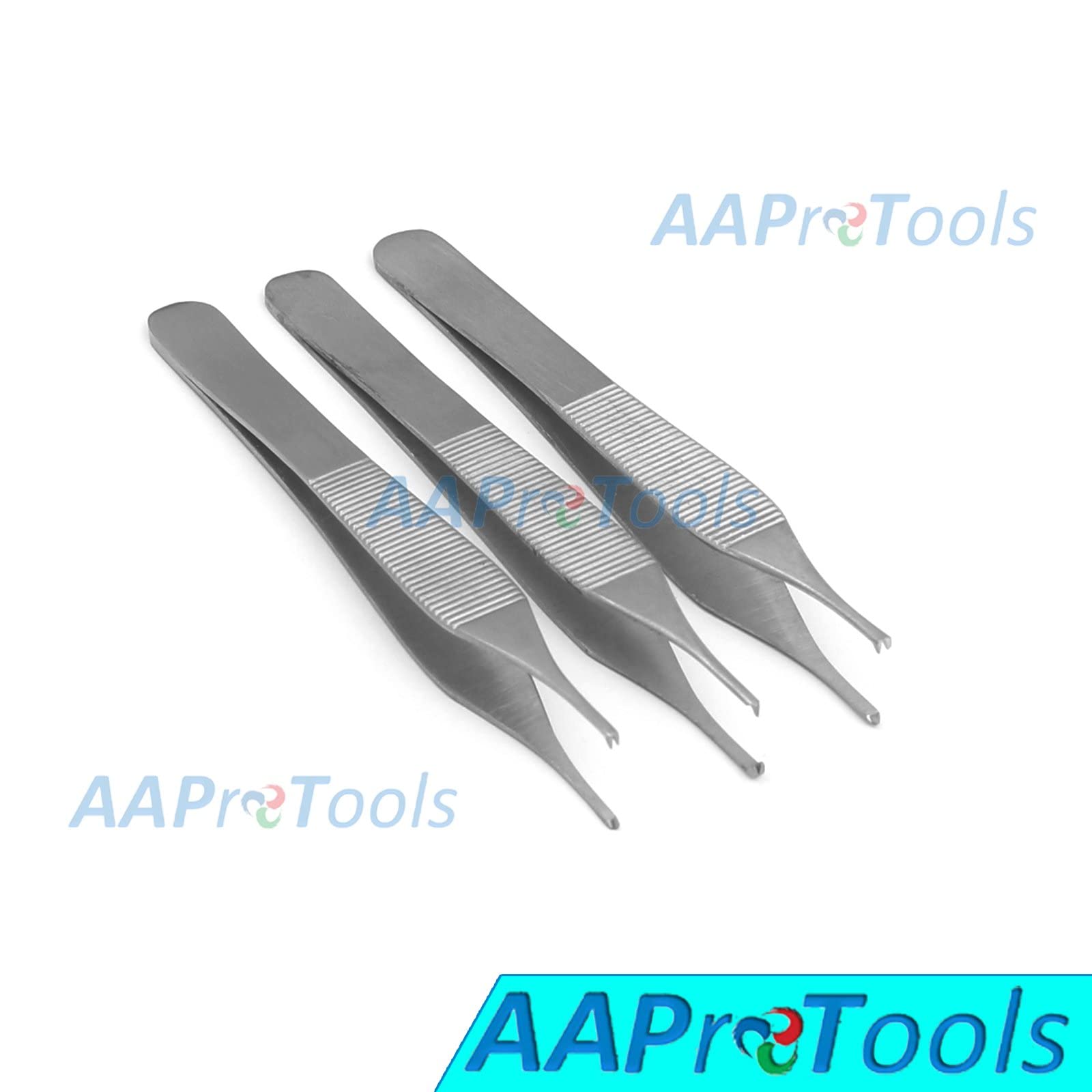 AAPROTOOLS 3 PCS ADSON 12CM Serrated TIP 1X2 Rat Tooth KOCHER TWEEZER Dressing FORCEP PLIER Instruments A+ Quality