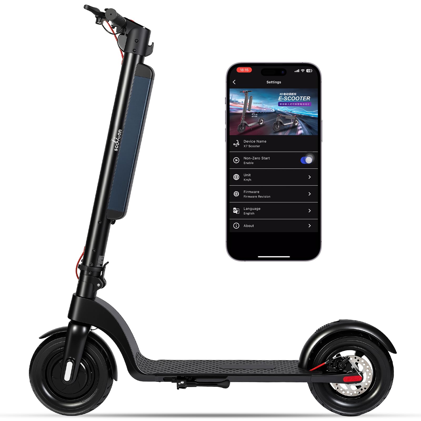 Electric Scooter Adults with Removable Battery 20 Mph Max Speed E Scooter for Adults 350W Motor 28 Miles