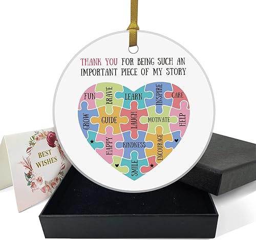 REWIDPARTY Regalos de agradecimiento para mujeres, gracias por ser una pieza tan importante de mi historia, adorno de Navidad para profesores,