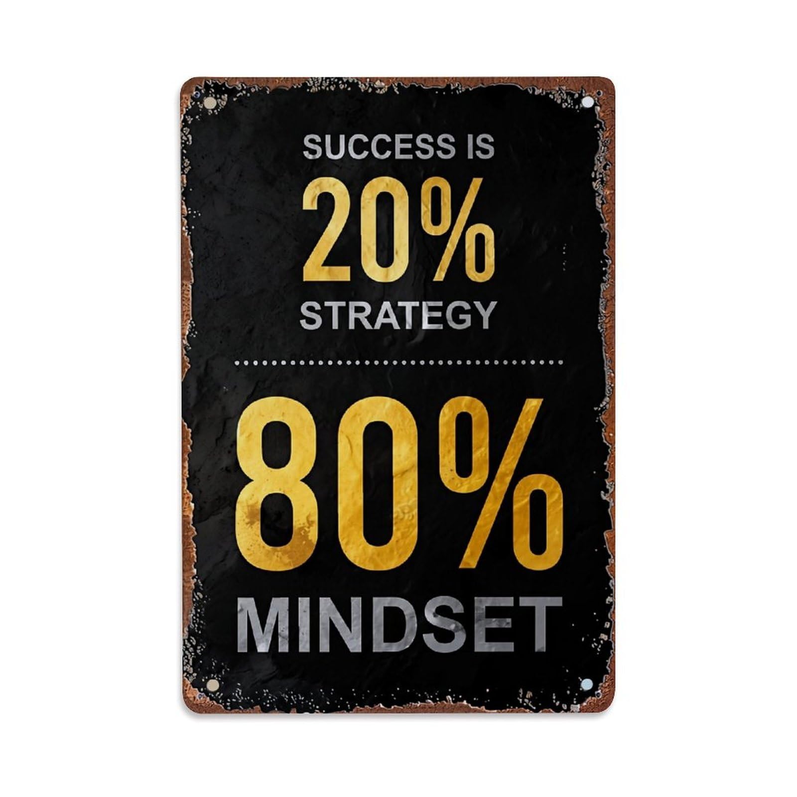 Jdfenggu Vintage Success Is Strategy Mindset Pattern Print Retro Metal Tin Sign, Decor Art Poster For Bar, Home, Man Cave, Kitchen, Laundry Room Gift 8X12inch