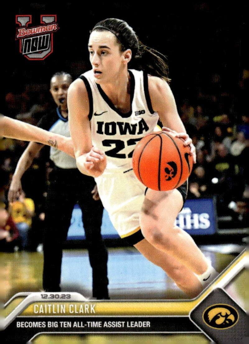 CAITLIN CLARK RC 2023 Bowman U NOW Pre-ROOKIE #24 Iowa NIL NM-MT Basketball PR:3968 All-Time Leader Assists