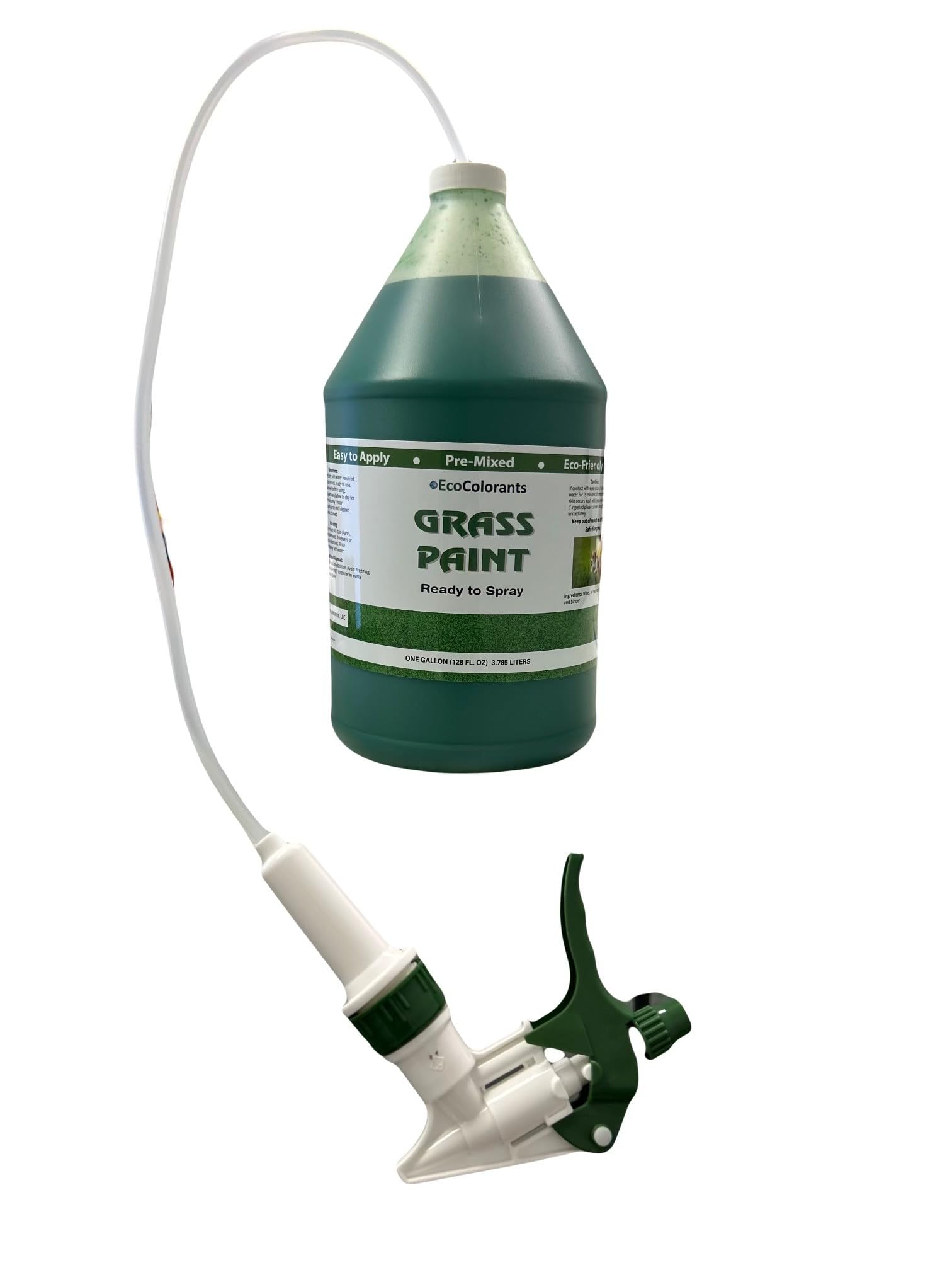 Pre-Mixed and Ready-To Use Grass Paint One Gallon Comes With Sprayer: No Mixing, Ready to Spray Product, Time to get Your Grass Looking Green Again, Revive Your Lawn! Get rid of Dog Spots, Renew Shrubs
