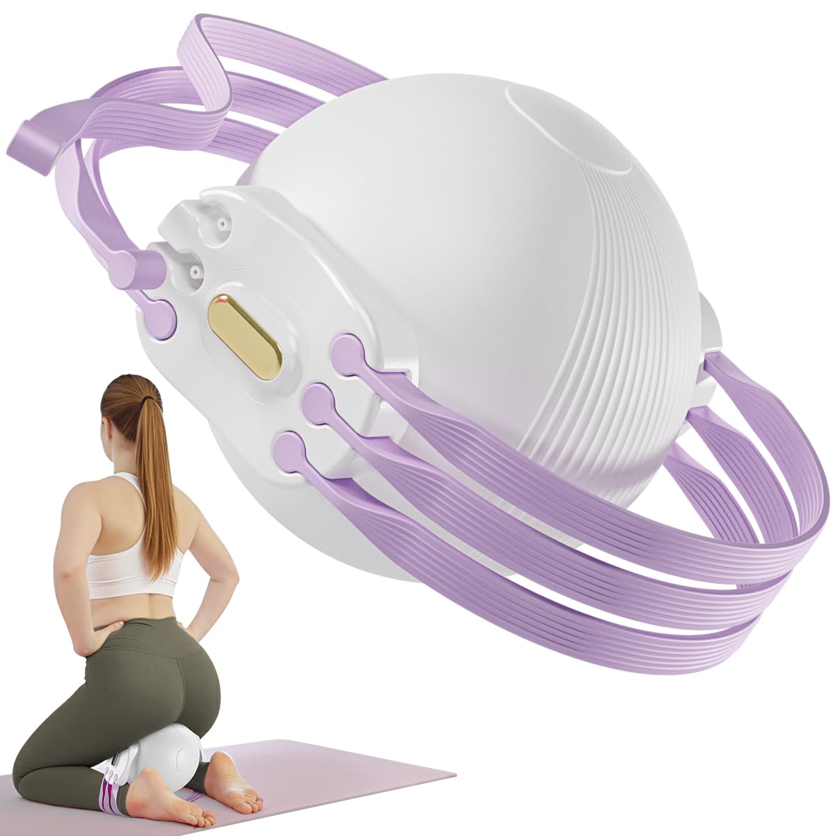 Inflatable Thigh Trainer Ball, Inner Thigh Exerciser 10-120lb Adjustable, Home Exercise Equipment for Postpartum Rehabilitation Pelvic Floor Muscle Training Hips Butt Legs - Violeta